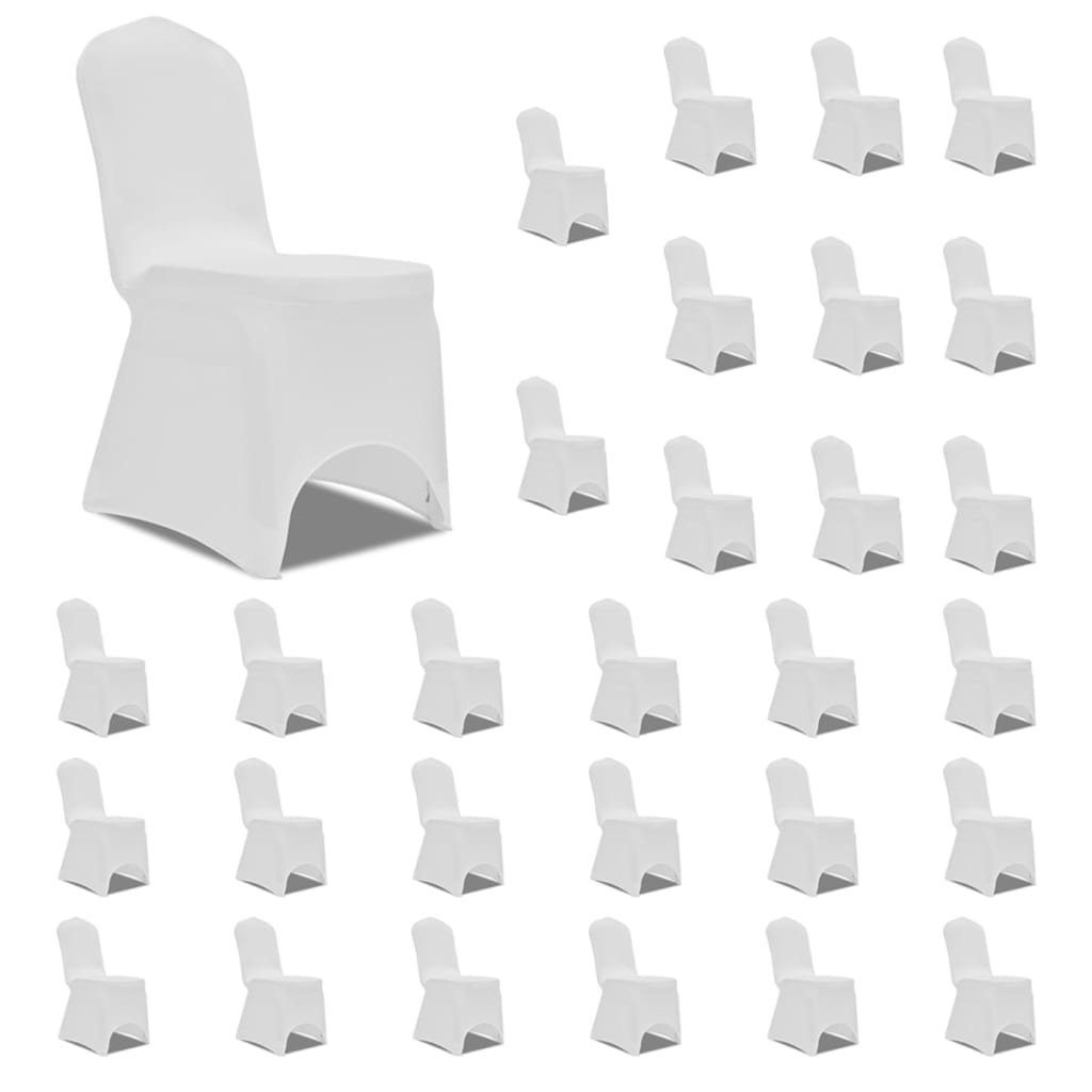 vidaXL Hussen-Set Stretch-Stuhlhussen Weiß 30 Stk.