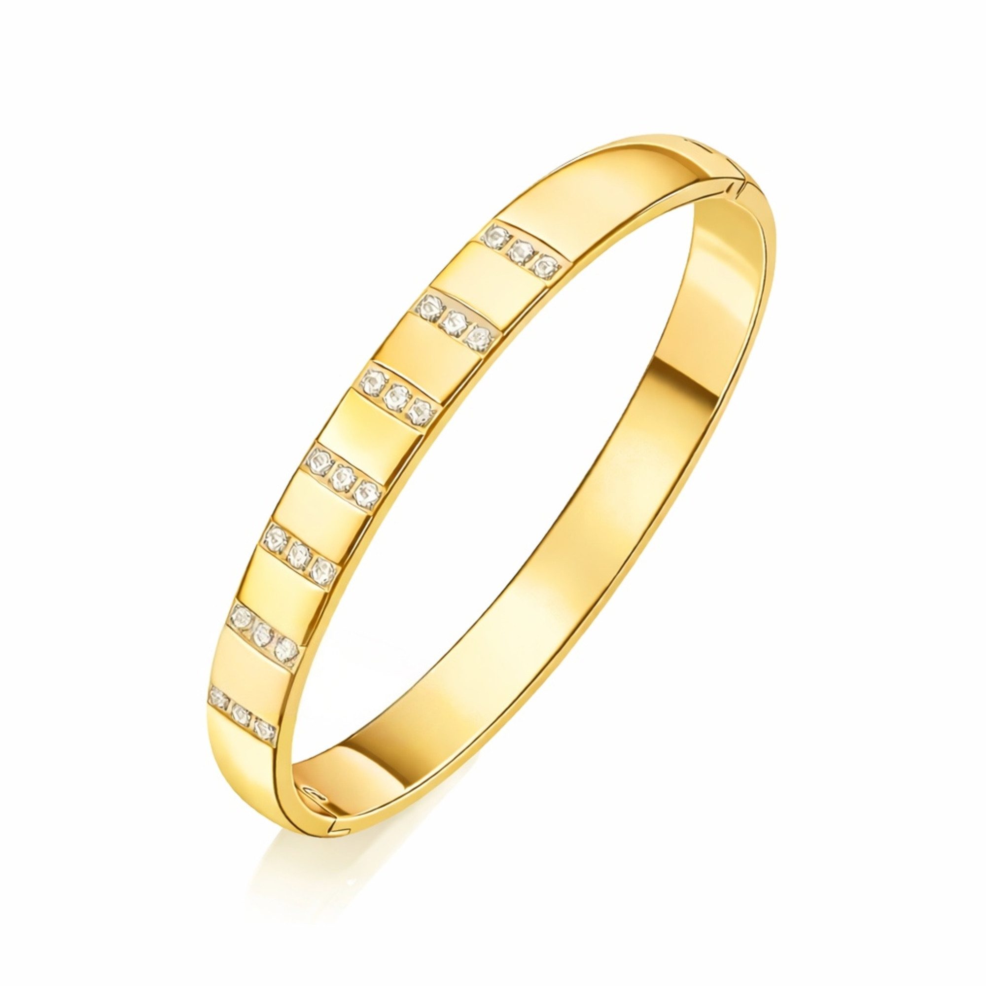 ROUGEMONT Armreif Massiver Damen Armreif 8mm Wasserfest 18K Gold Pure Grace, Wasserfest