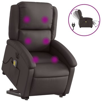 vidaXL Sessel Massagesessel mit Aufstehhilfe Elektrisch Dunkelbraun Echtleder (1-St)