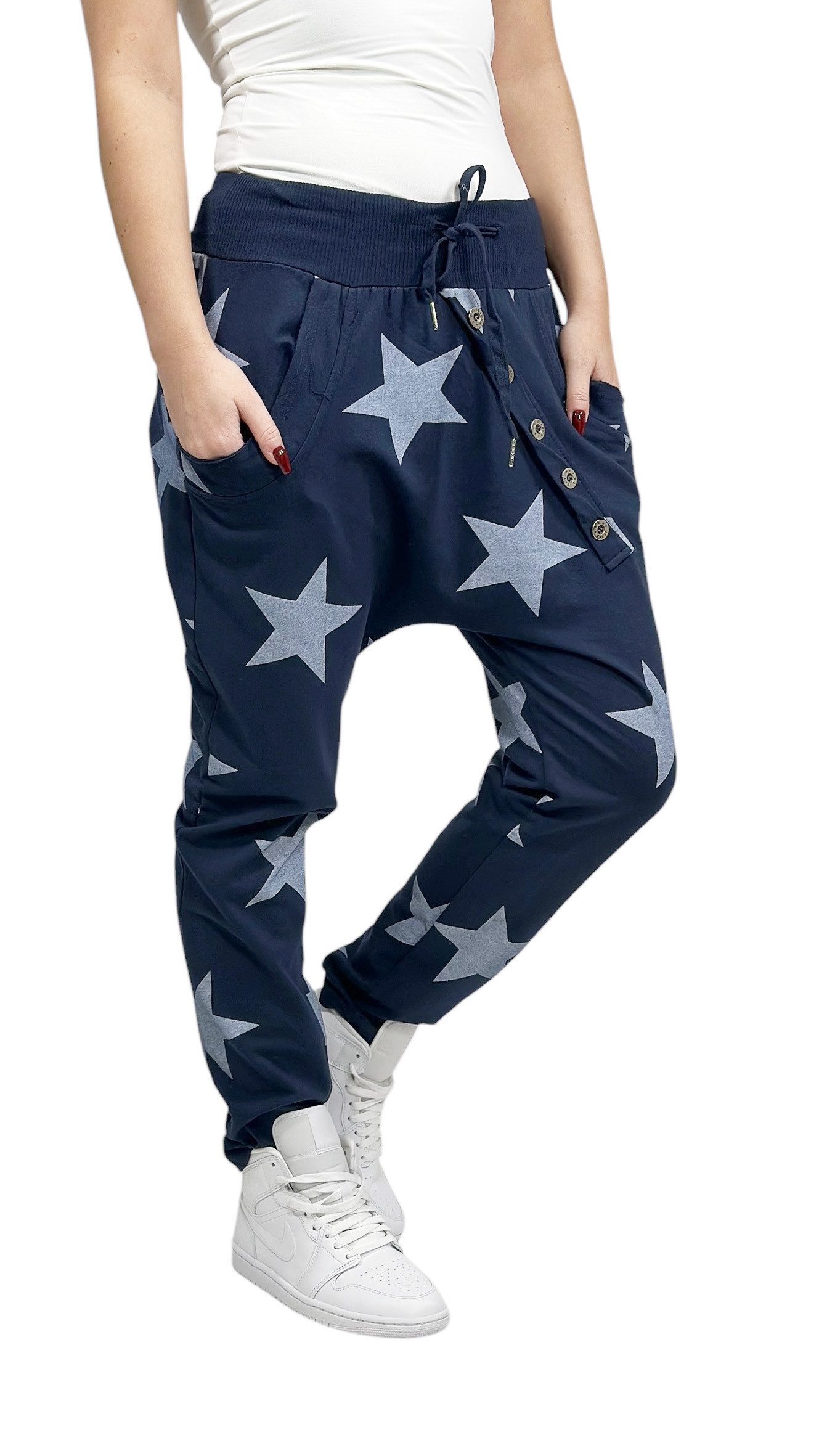 Mississhop Boyfriend-Hose Damen Hose Sweatpants Jogginghose Sterne M.132