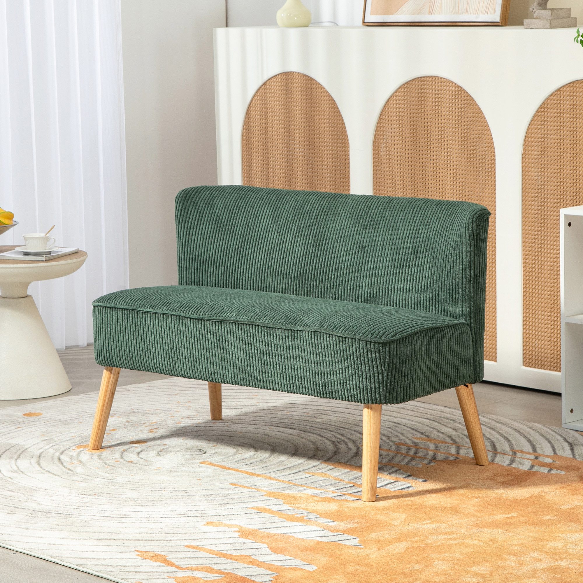 HOMCOM 2-Sitzer Sofa, Couch mit Kordoptik, günstig online kaufen