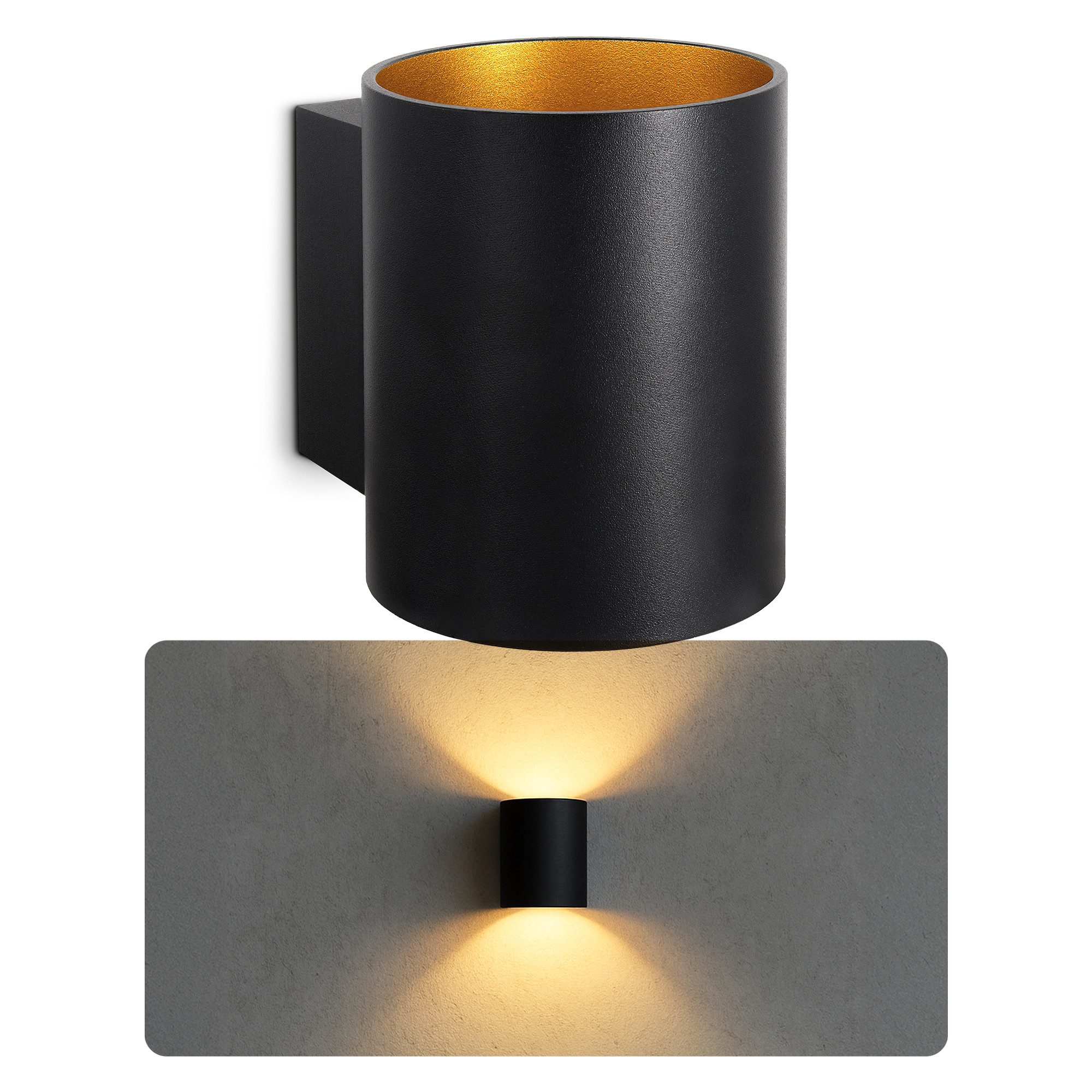 SSC-LUXon LED Wandleuchte TUANI Wandleuchte schwarz gold Up Down mit LED G9 warmweiß, Warmweiß