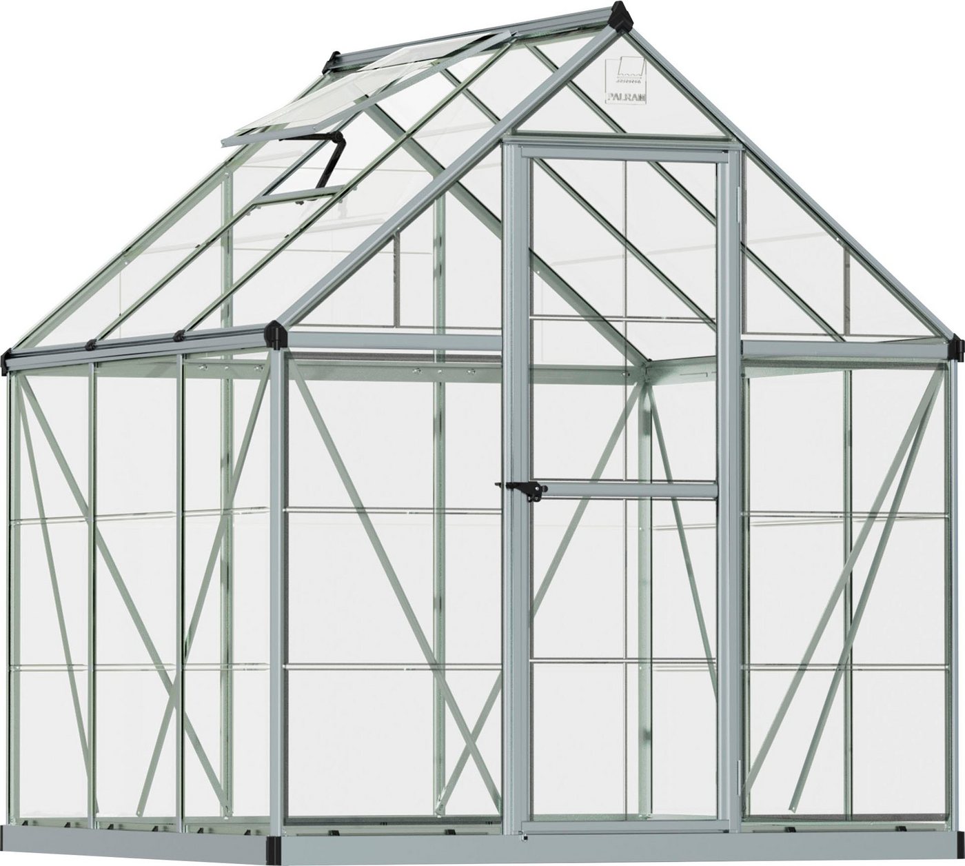 Palram – Canopia Gewächshaus Harmony, BxTxH: 185 x 185 x 208 cm, 0,7 mm Wandstärke, Set, inkl. Fundamentrahmen, mit klaren Polycarbonatplatten, silberfarben silberfarben Palram – Canopia Gewächshaus Harmony, BxTxH: 185 x 185 x 208 cm, 0,7 mm Wandstärke, Set, inkl. Fundamentrahmen, mit klaren Polycarbonatplatten, silberfarben silberfarben