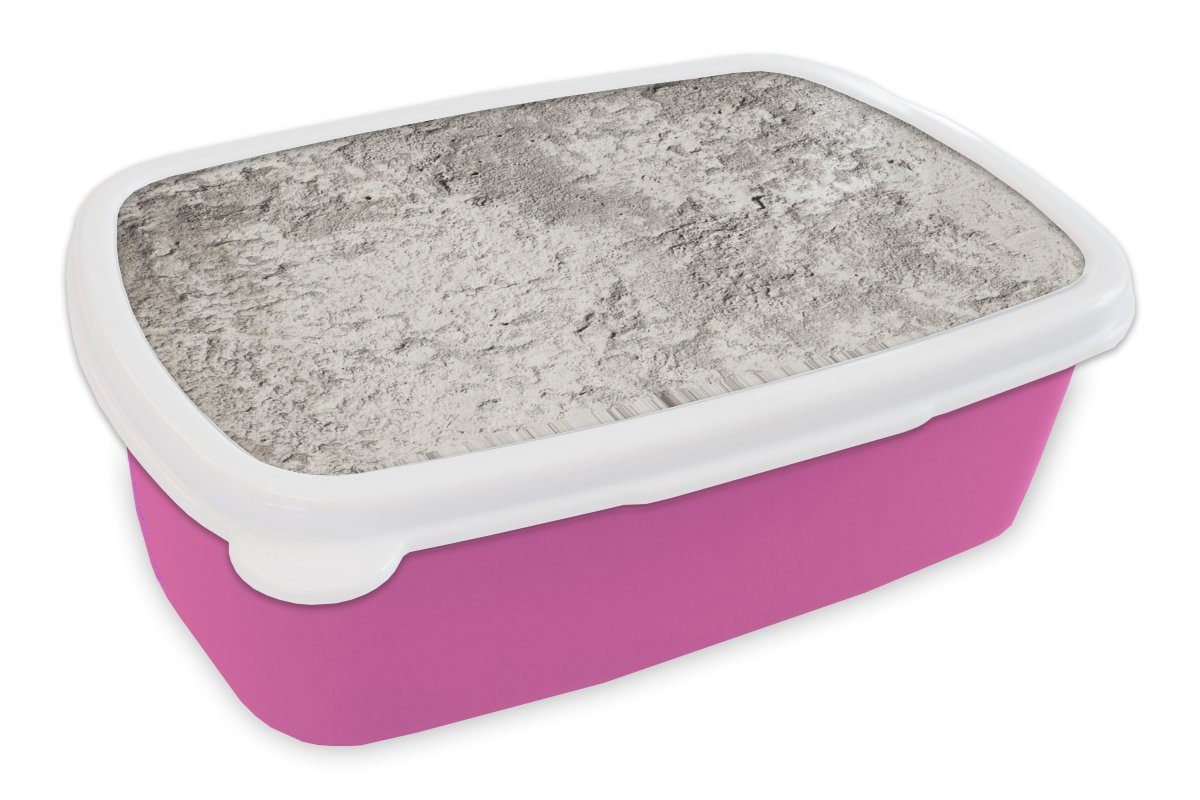 MuchoWow Lunchbox Beton - Creme - Muster, Kunststoff, (2-tlg), Brotbox für Erwachsene, Brotdose Kinder, Snackbox, Mädchen, Kunststoff rosa