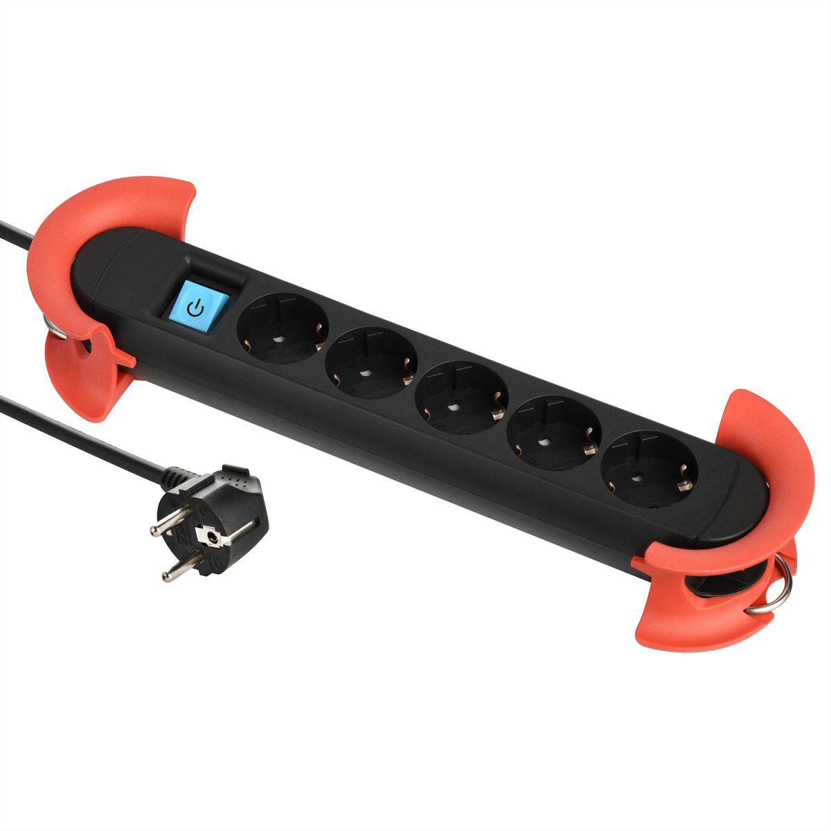 Bachmann HOOK Indoor 5x Schutzkontakt, Kunststoff, mit Schalter Steckdosenleiste (Kabellänge 5 m), 500.100