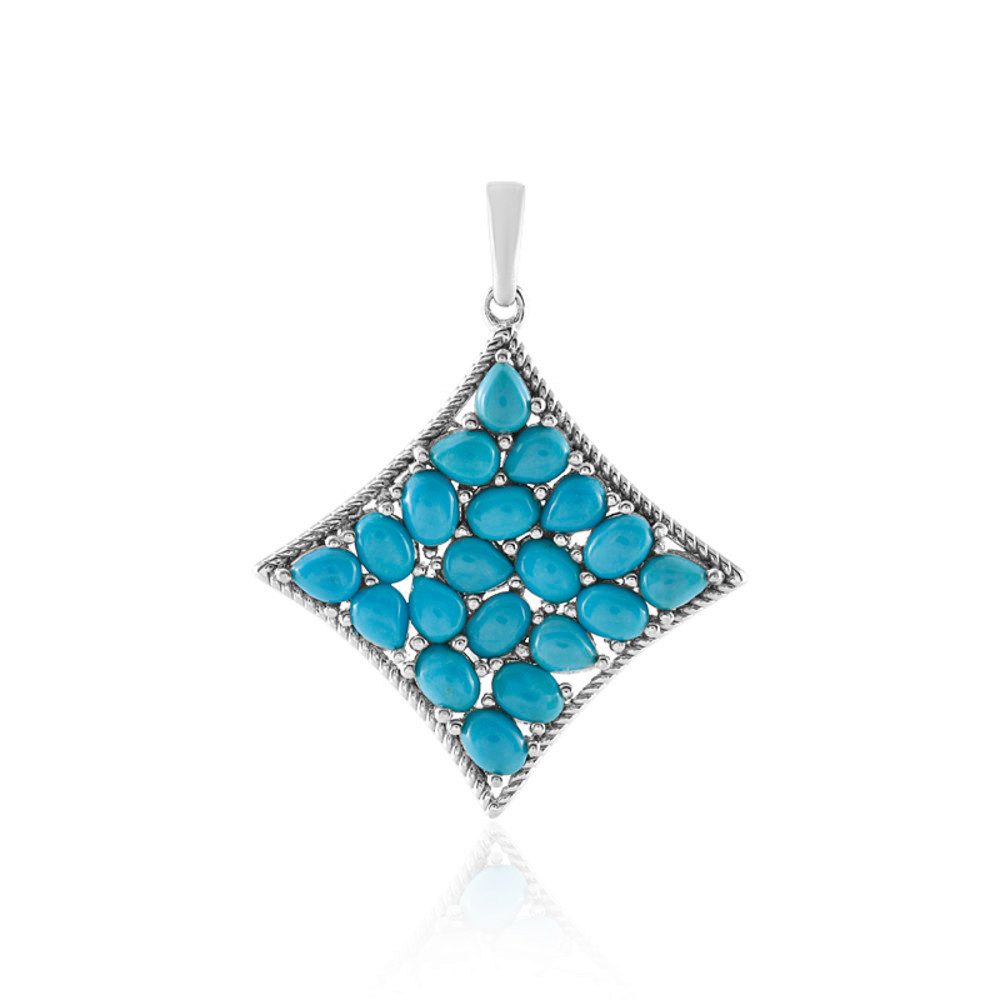 Cavill Kettenanhänger 3,36 ct Sleeping Beauty Türkis Anhänger, 925 Silber, Rhombus (1-tlg)