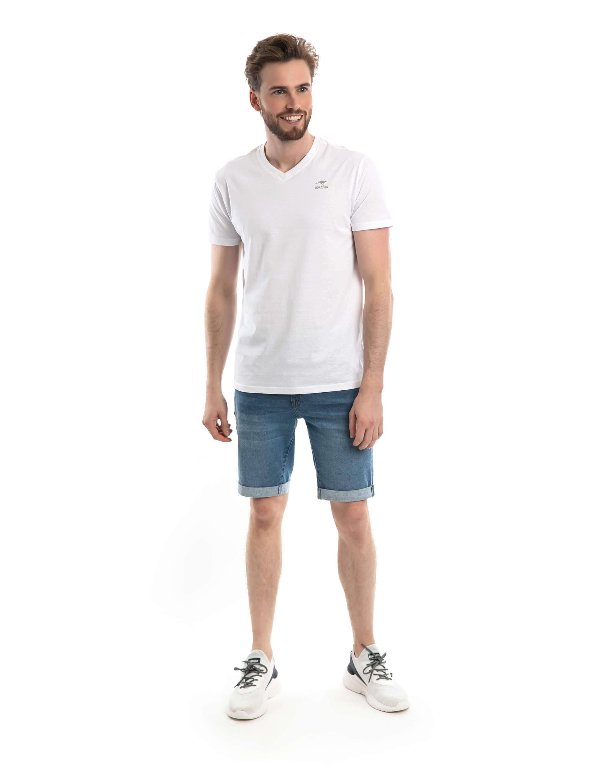 ROADSIGN australia T-Shirt Basic (1, 1-tlg., 1) mit V-Ausschnitt, 100% Baumwolle (2-er Pack)
