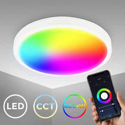 B.K.Licht LED Deckenleuchte BK_DL1585 WiFi CCT LED Deckenleuchte mit App-Steuerung, RGB, LED fest integriert, Inkl. Nachtlichtfunktion, Timerfunktion Memoryfunktion, Farbwechsel