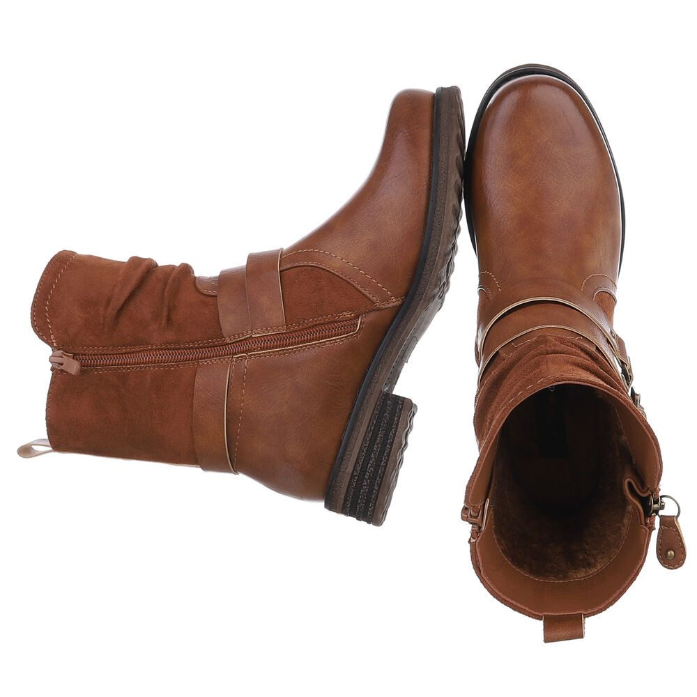 Ital-Design Stylischer Stretch-Stiefel mit Schnalle und Reißverschluss Stie günstig online kaufen