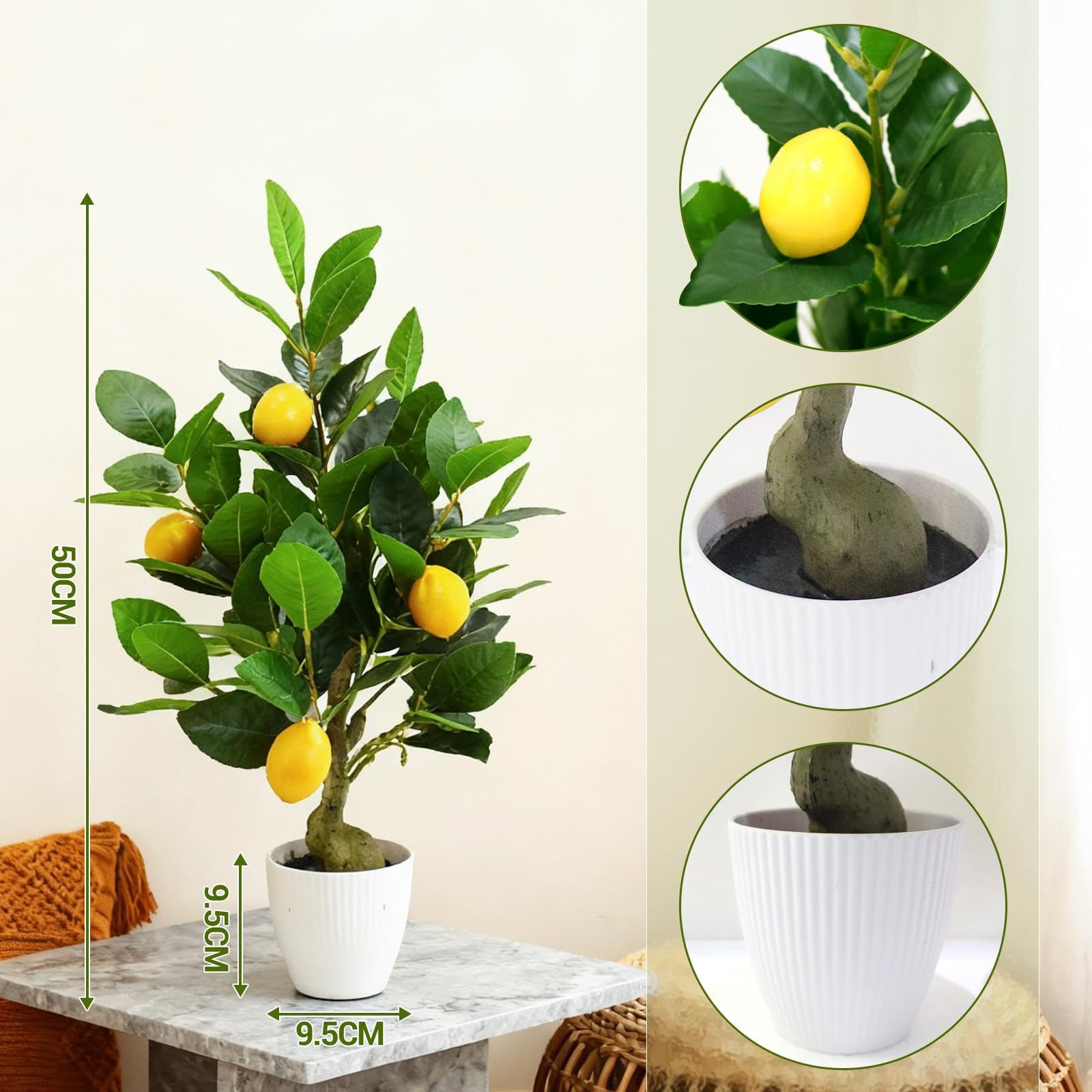 GarveeMore Kübelpflanzen 20 cm künstlicher Obstbaum, 2 Stück