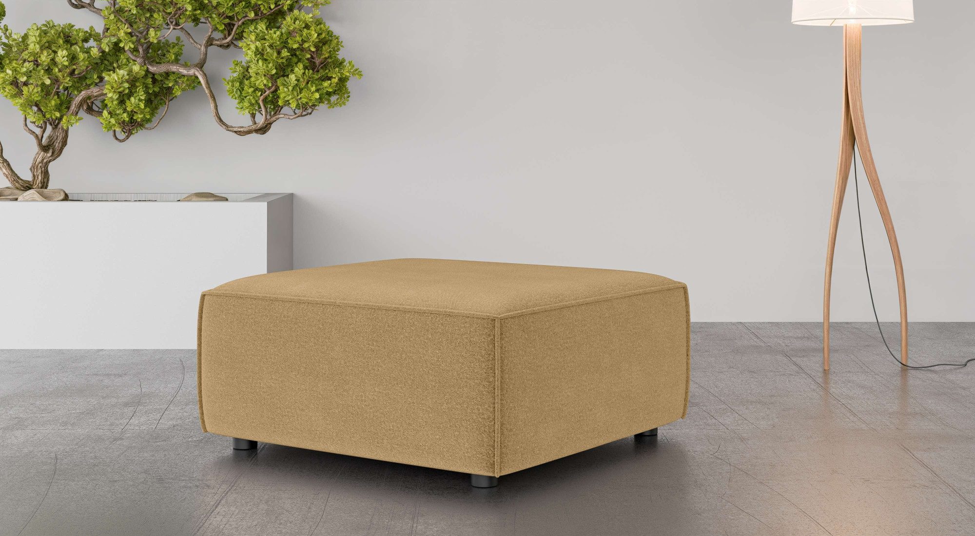 OTTO home Polsterhocker Polsterhocker Cavan, Maße B/T/H: 90/90/42 cm, passend zur Serie, mit Wellenunterfederung, auch in Bouclé