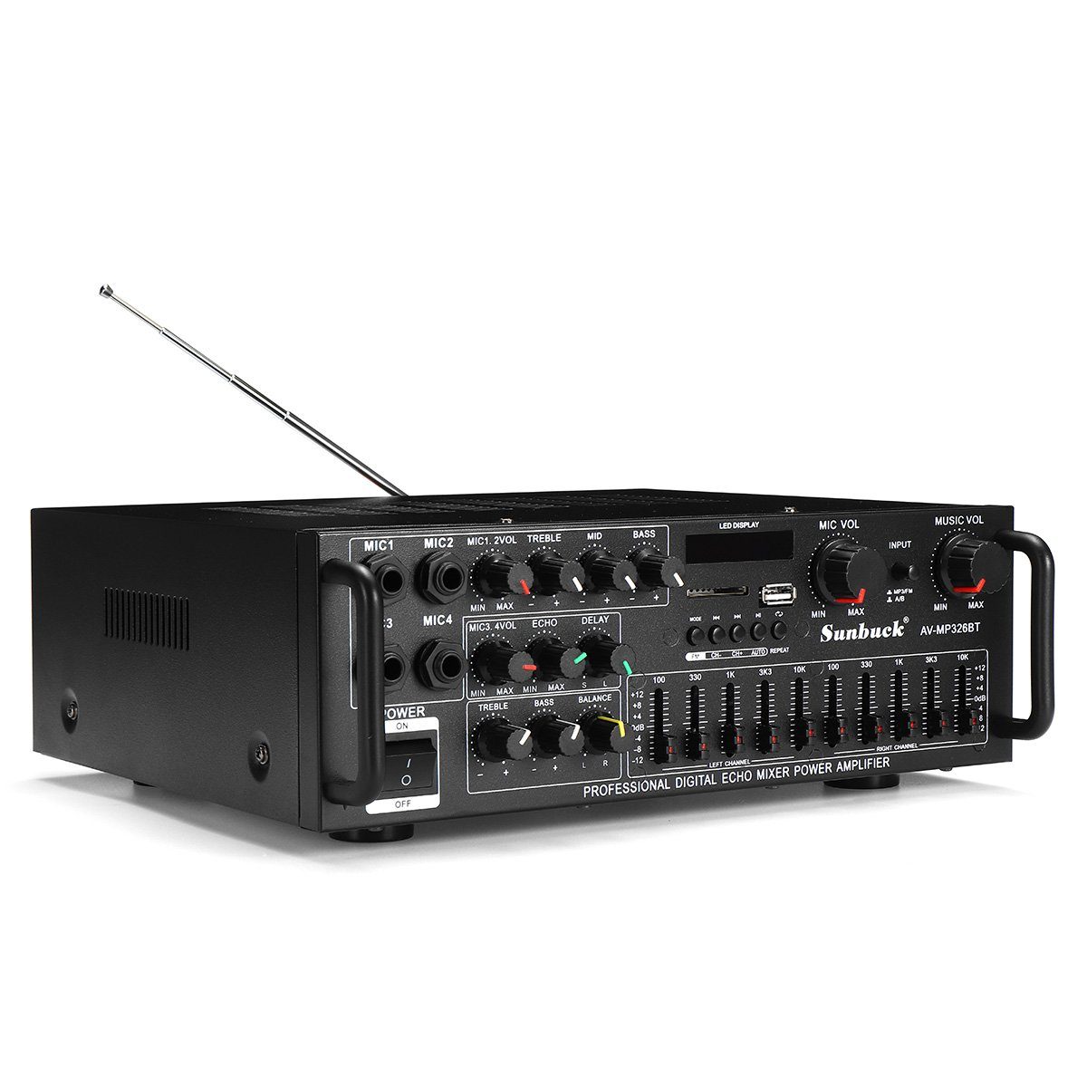 Insma Audioverstärker (2000W mit Fernbedienung 2-Kanal FM für Heimauto) – Bild 4 von 5