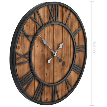 DOTMALL Wanduhr Große Vintage Holz und Metall 60cm Retro Uhr (leises Quarz Uhrwerk)