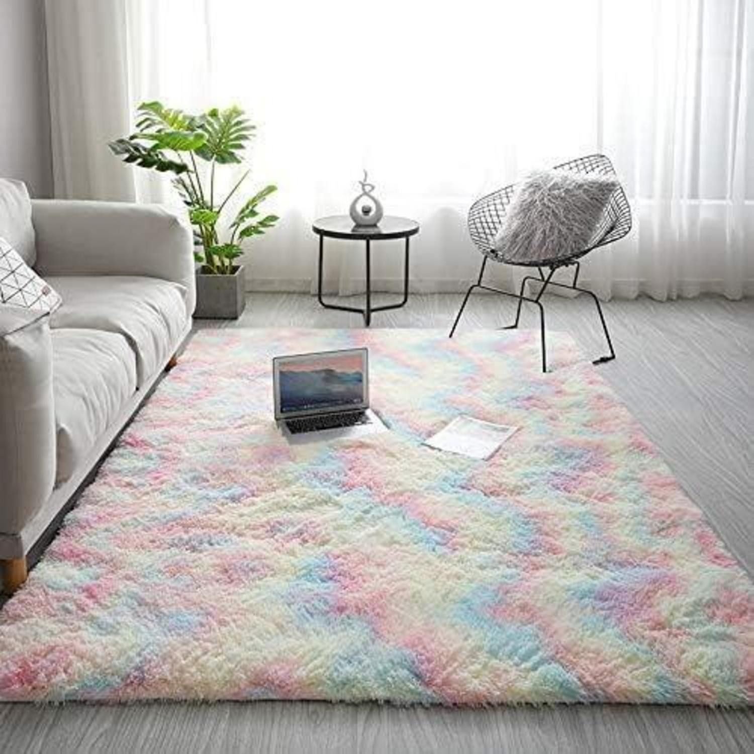 LuxusKollektion Hochflor-Teppich Teppich Zottelteppich Wohnzimmer Schillernd 60 x 120 cm (Rechteckig)