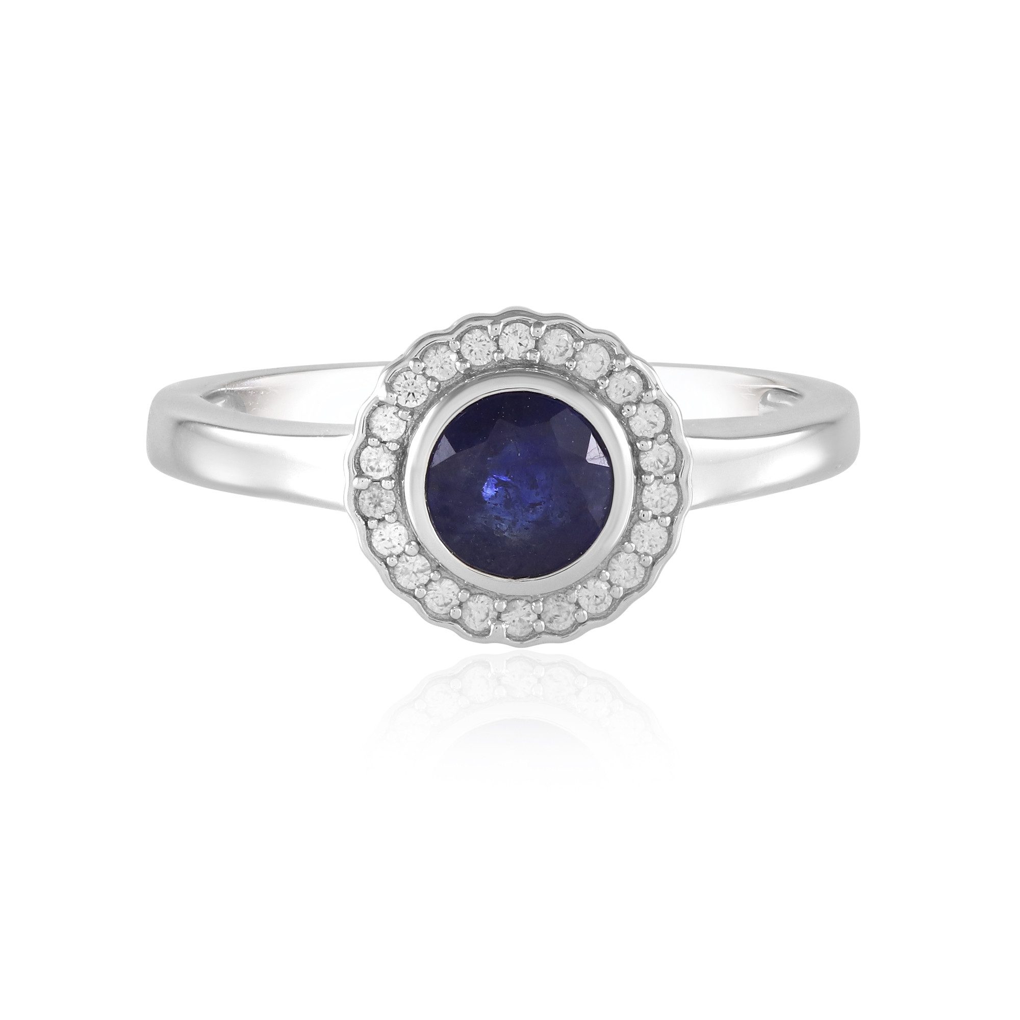 Cavill Silberring Cavill Silberring 0,585 ct Madagaskar-Saphir, 22 Zirkone, platin (1-tlg)
