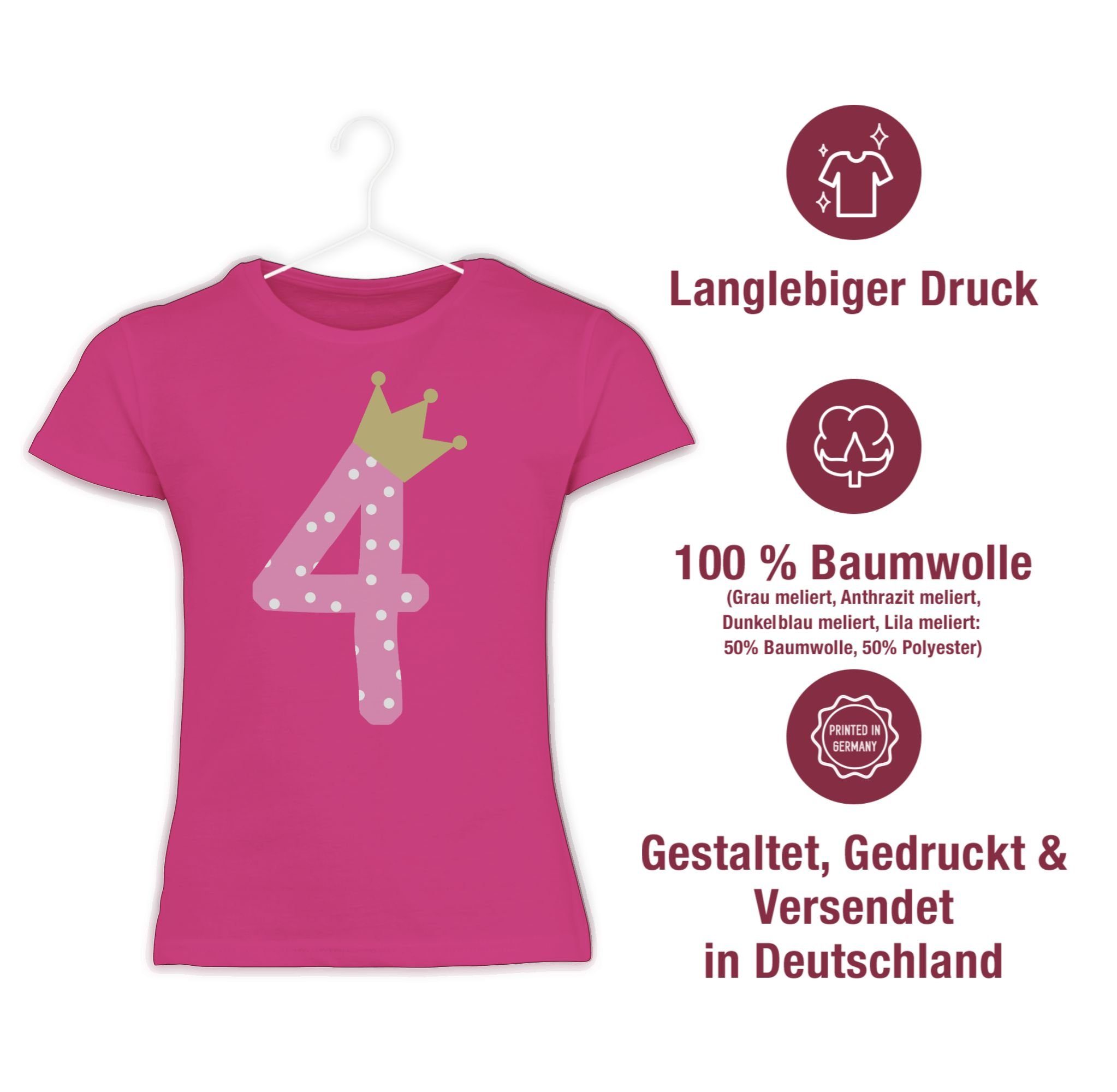 Geburtstag 4. Krone Fuchsia Vier Mädchen Vierter 1 Shirtracer T-Shirt
