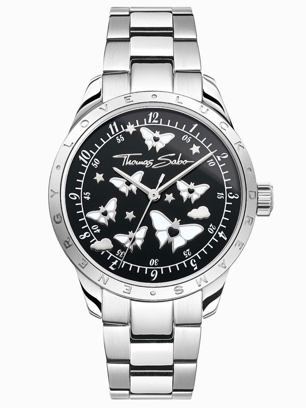THOMAS SABO Quarzuhr Thomas Sabo WA0432-201-203-34 Damenuhr Schmetterlinge Silberfarben 34m Thomas Sabo WA0432-201-203-34 Damenuhr Schmetterlinge Silberfarben 34mm 10ATM