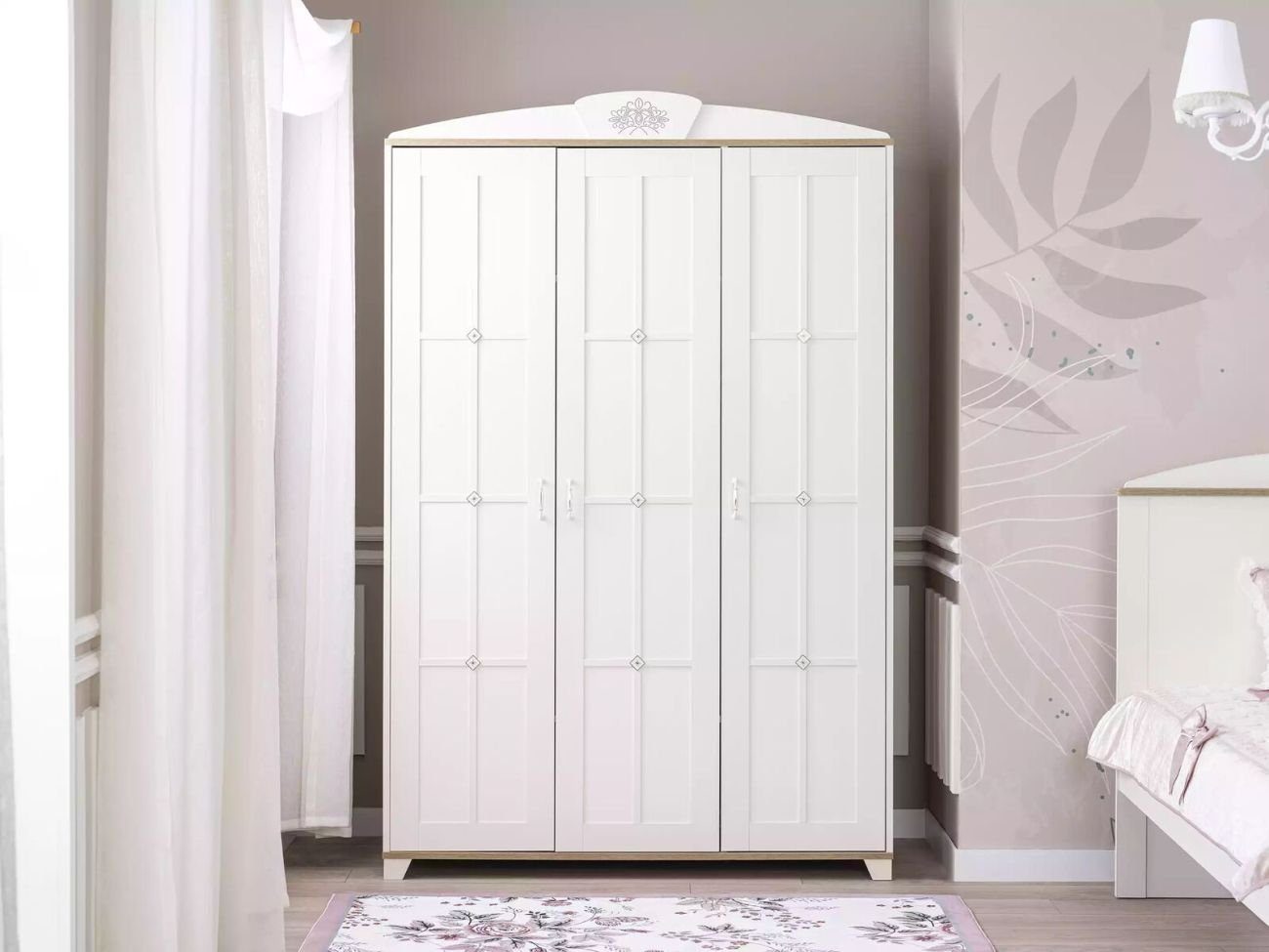 Tür Weiß 1x Schrank Design Möbel (1-St., 3 in Kleiderschrank Holzschrank Kleiderschrank) Holz Europa nur Made Kleiderschrank JVmoebel