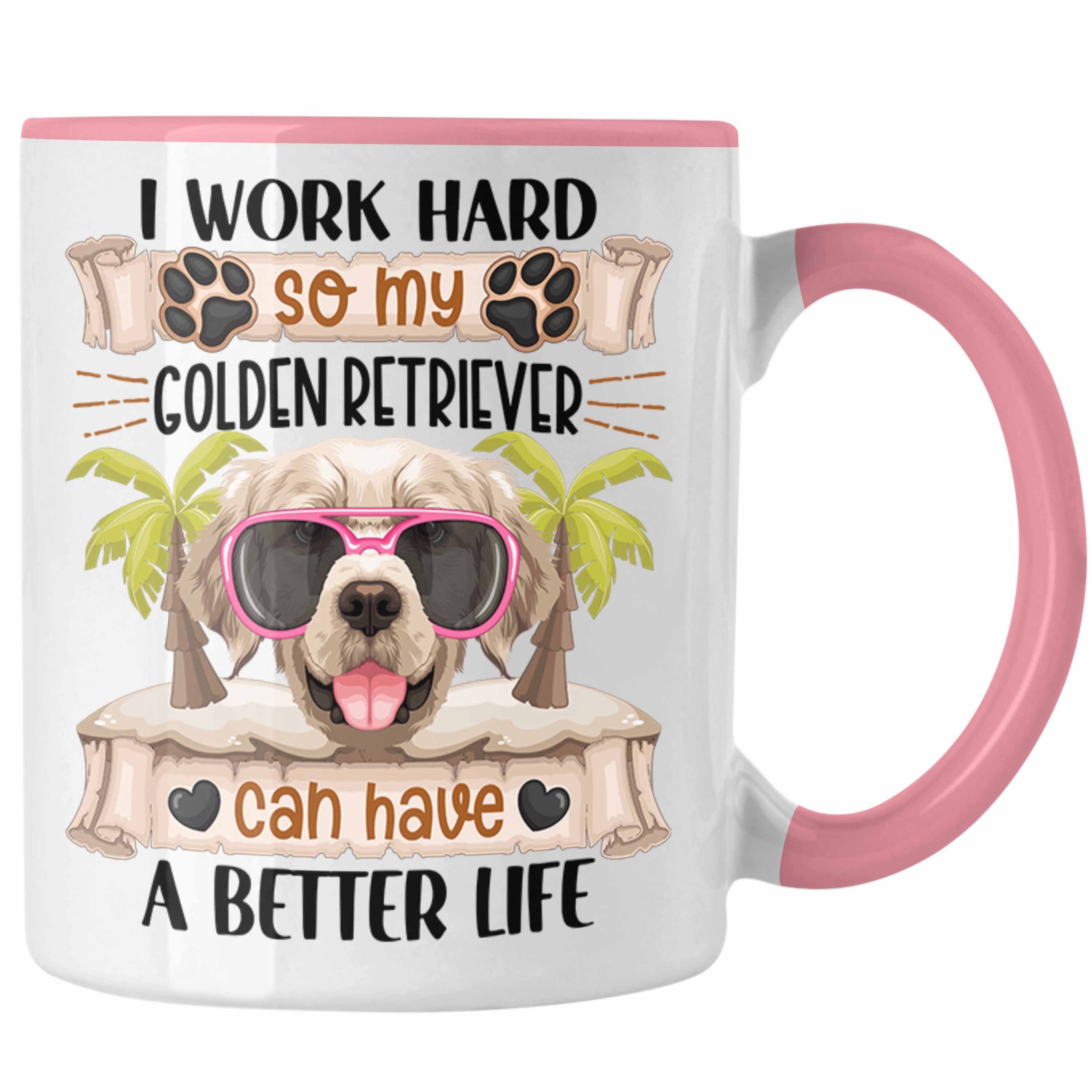 Trendation Tasse Golden Retriever Geschenkidee Tasse Spruch Rosa Lustiger Besitzer Geschenk