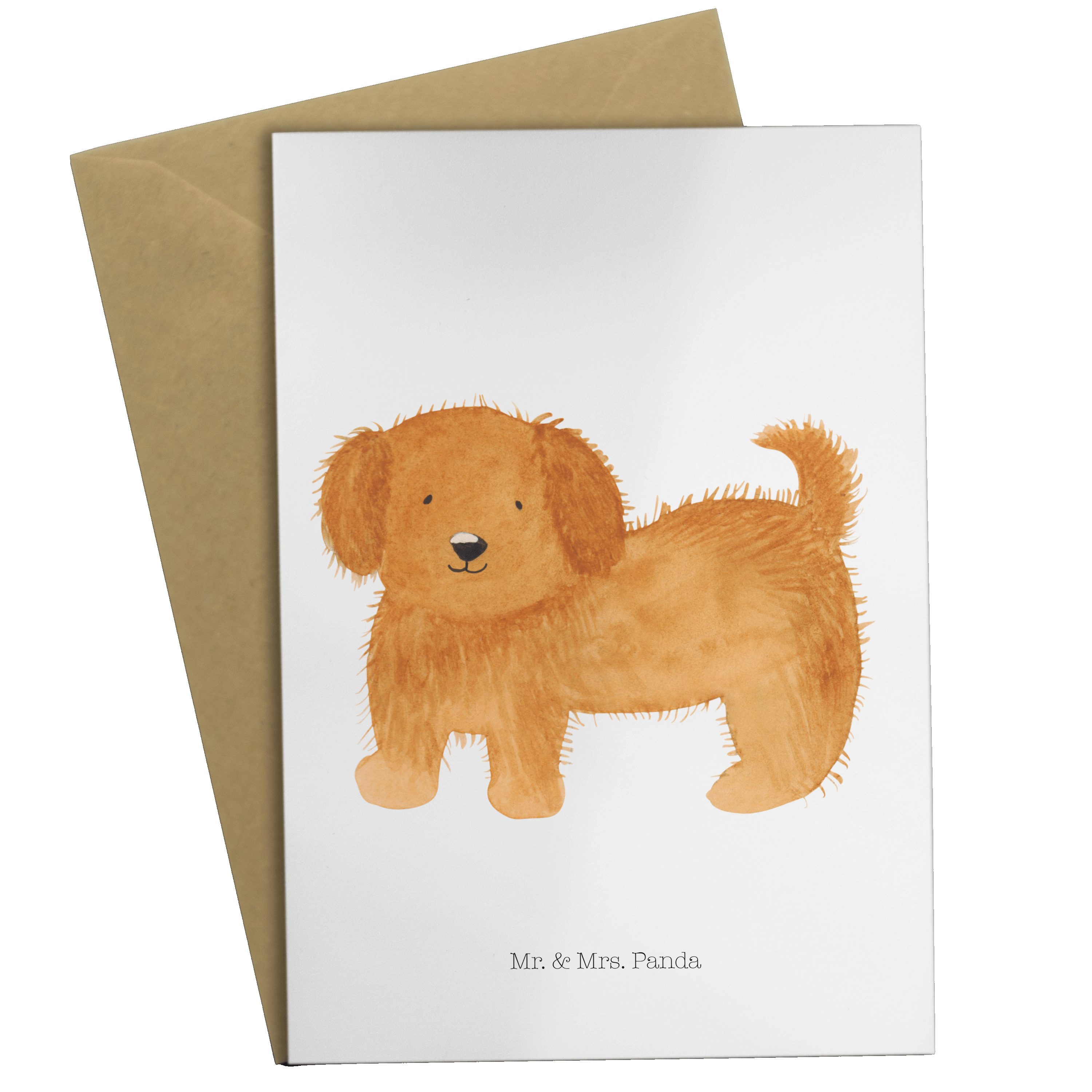 Mr. & Mrs. Panda Grußkarte Hund flauschig - Weiß - Geschenk, Hundebesitzer, Hundemotiv, Geburtst