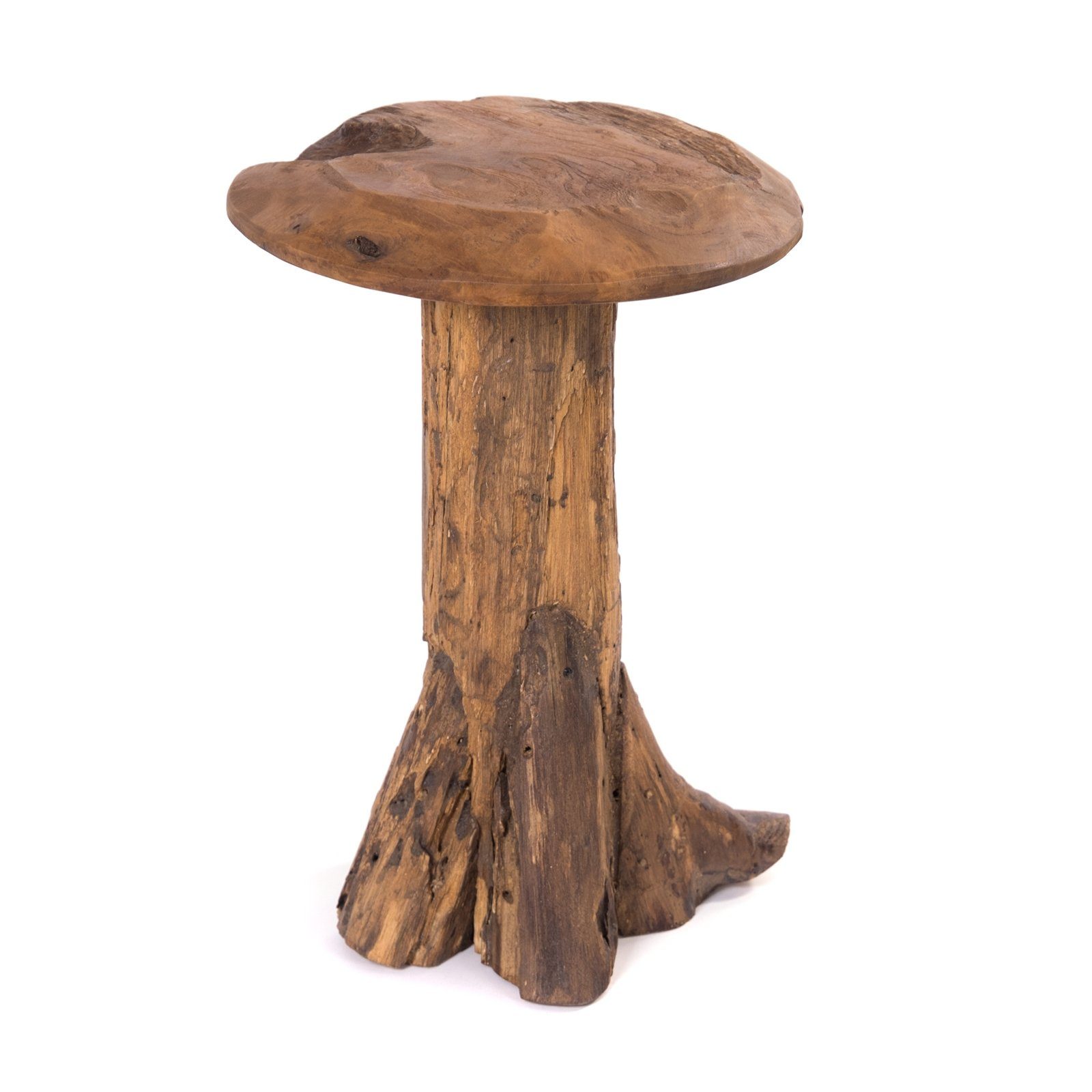 CREEDWOOD Beistelltisch BAUMSTAMM HOCKER, Teak, 47cm, Blumen Hocker, Holz Hocker