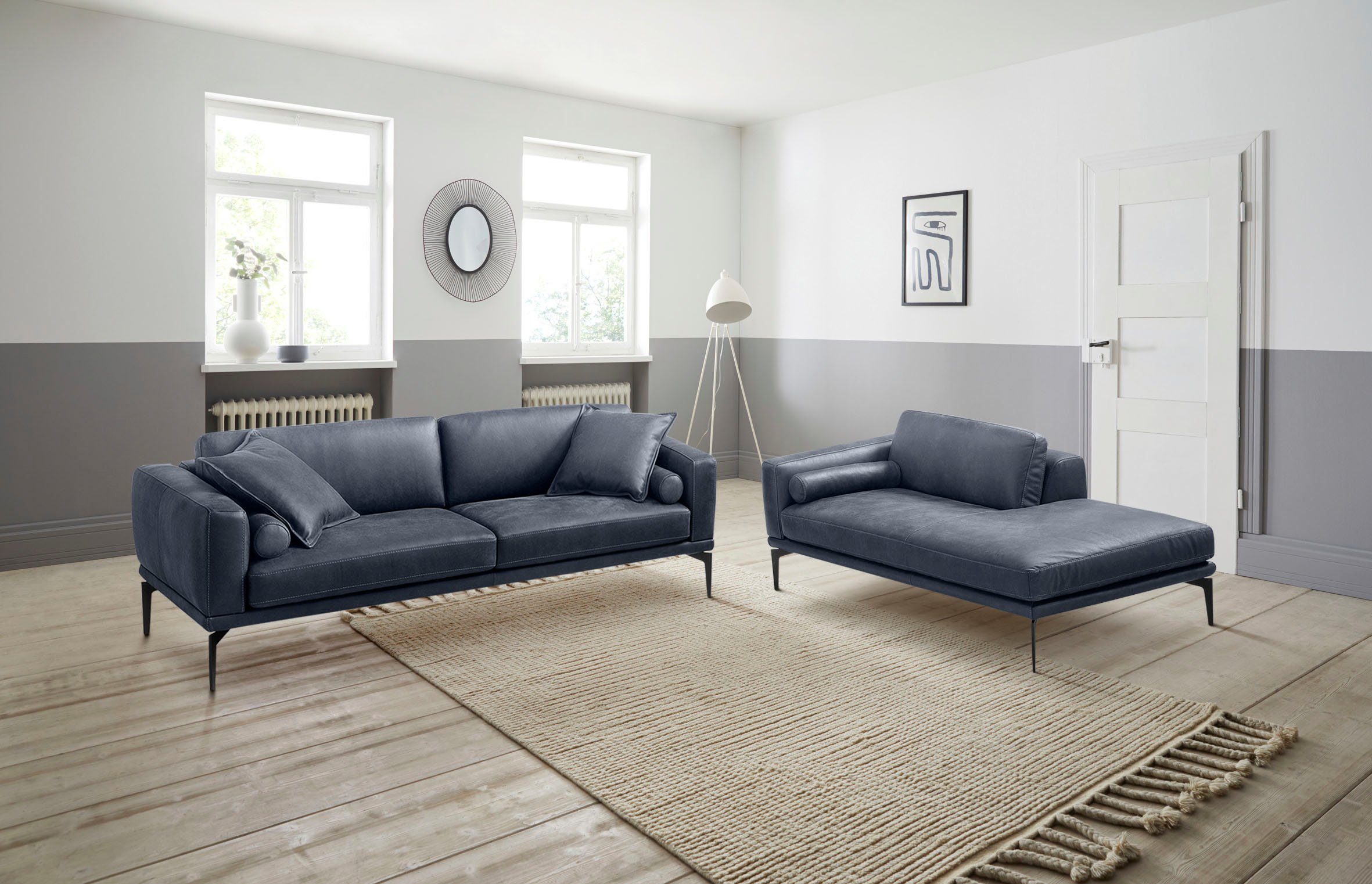 Egoitaliano Polstergarnitur Masu, Design trifft sensationellen Sitzkomfort, Höhe der Rückenkissen und Sitztiefe verstellbar, 3 Rollkissen