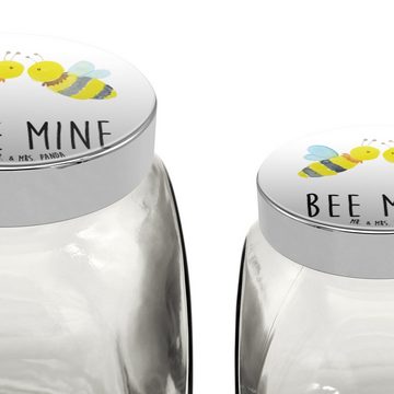Mr. & Mrs. Panda Vorratsglas XL 2000ml Biene Liebe - Weiß - Geschenk, Glasbälter, Süßigkeitenglas, Premium Glas, (1-tlg), Stilvoll & Praktisch