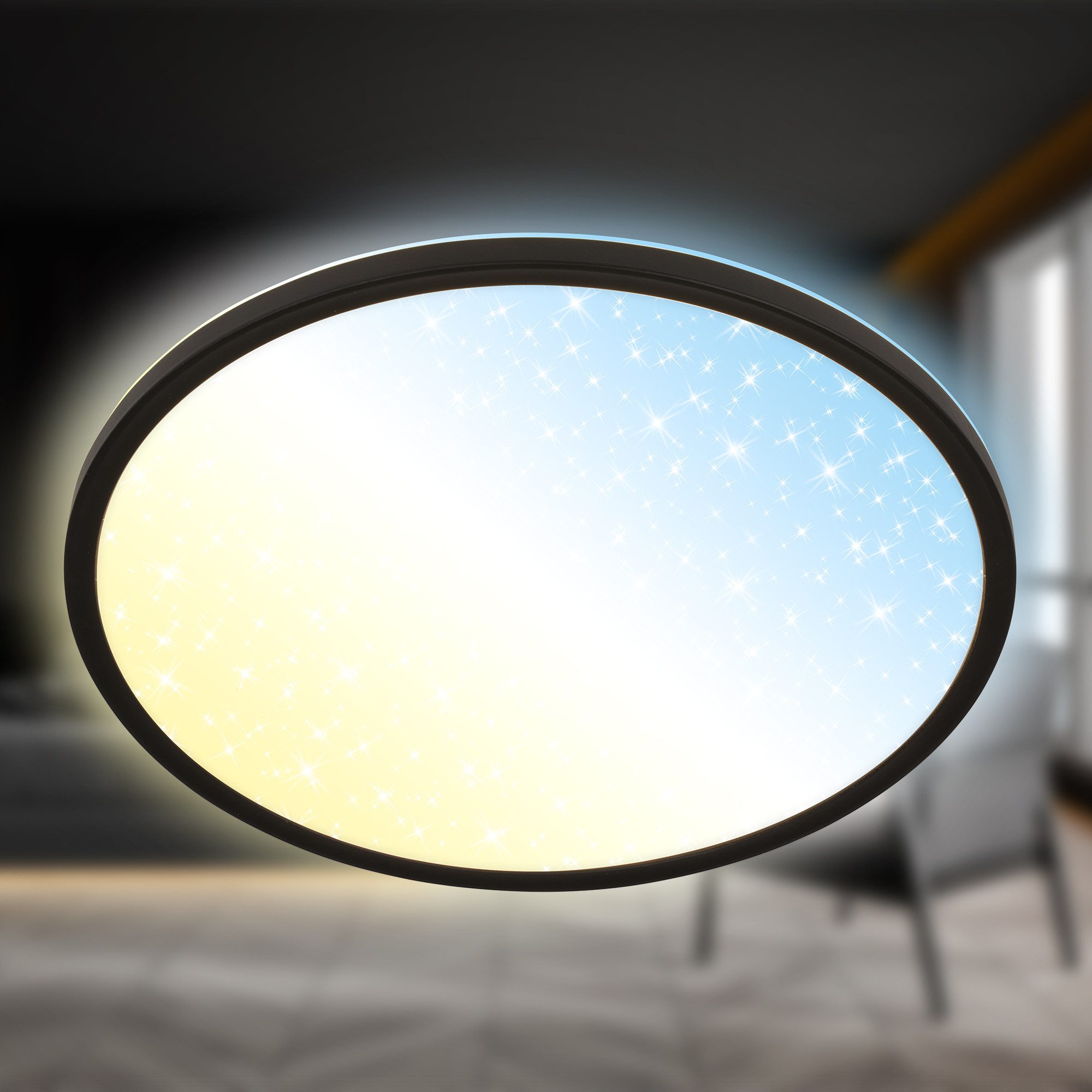 Briloner Leuchten LED Deckenleuchte Sternenhimmel-Effekt indirektes Licht Flaches Design, CCT, LED fest integriert