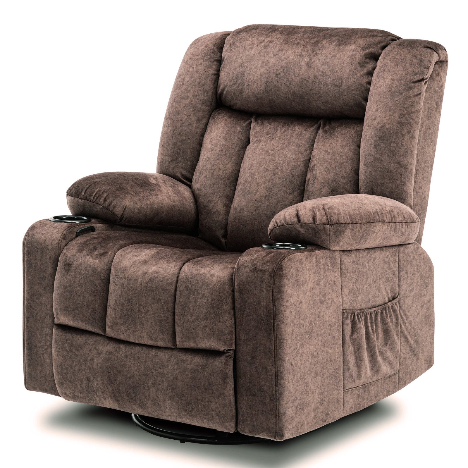 COMHOMA Relaxsessel TV-Sessel Fernsehsessel Ruhesessel mit Wippfunktion, 360° drehbar, Lounge Sessel für Wohnzimmer, Getränkehalter, Seitentaschen