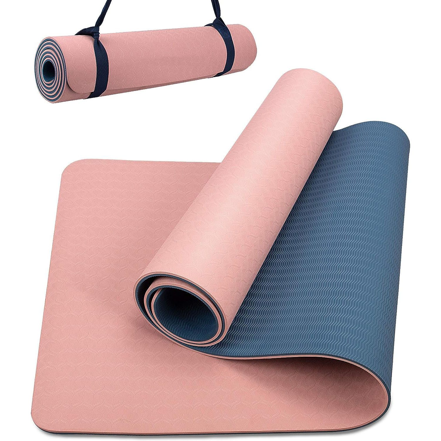 STILVORA Yogamatte Gymnastikmatte rutschfest Fitnessmatte Trainingsmatte Pilates Matte (Gelenkschonende Yoga Pilates Matte Turnmatte, 1-St., mit Tragegurt, 183x61cm, Dicke 0,8cm, leicht), für Zuhause Draußen Workout Indoor Outdoor