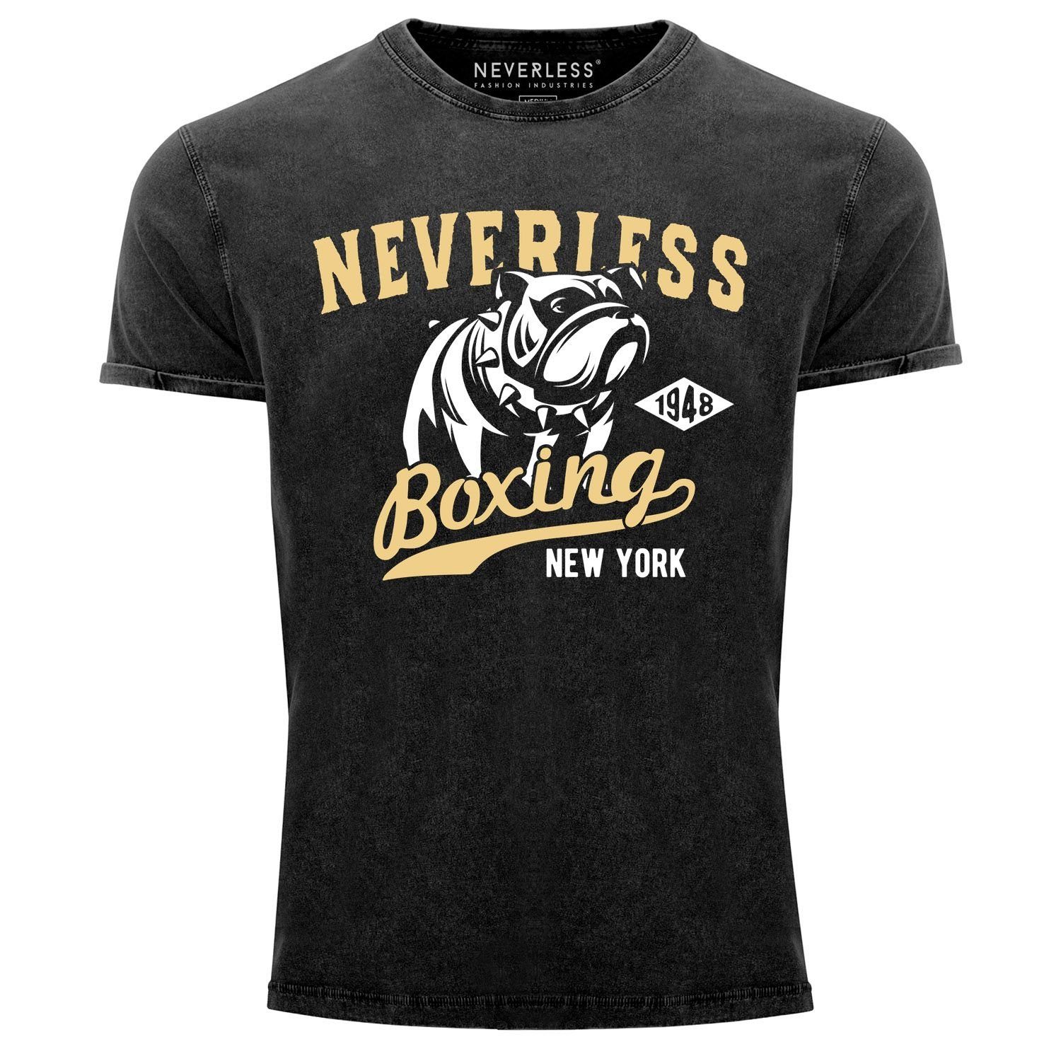 Neverless Print-Shirt Cooles Angesagtes Herren T-Shirt Vintage Shirt Boxing Boxer Sport Aufdruck Used Look Slim Fit Neverless® mit Print | T-Shirts