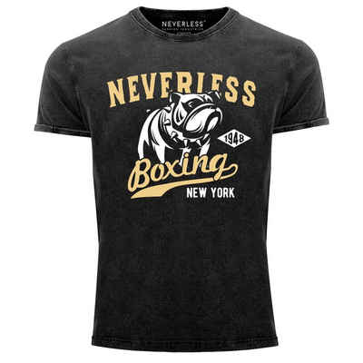 Neverless Print-Shirt Cooles Angesagtes Herren T-Shirt Vintage Shirt Boxing Boxer Sport Aufdruck Used Look Slim Fit Neverless® mit Print