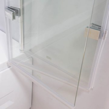 Feel2Home Badewannenaufsatz Duschabtrennung Glas 140x130CM NANO Effekt Badewannenfaltwand Aufsatz