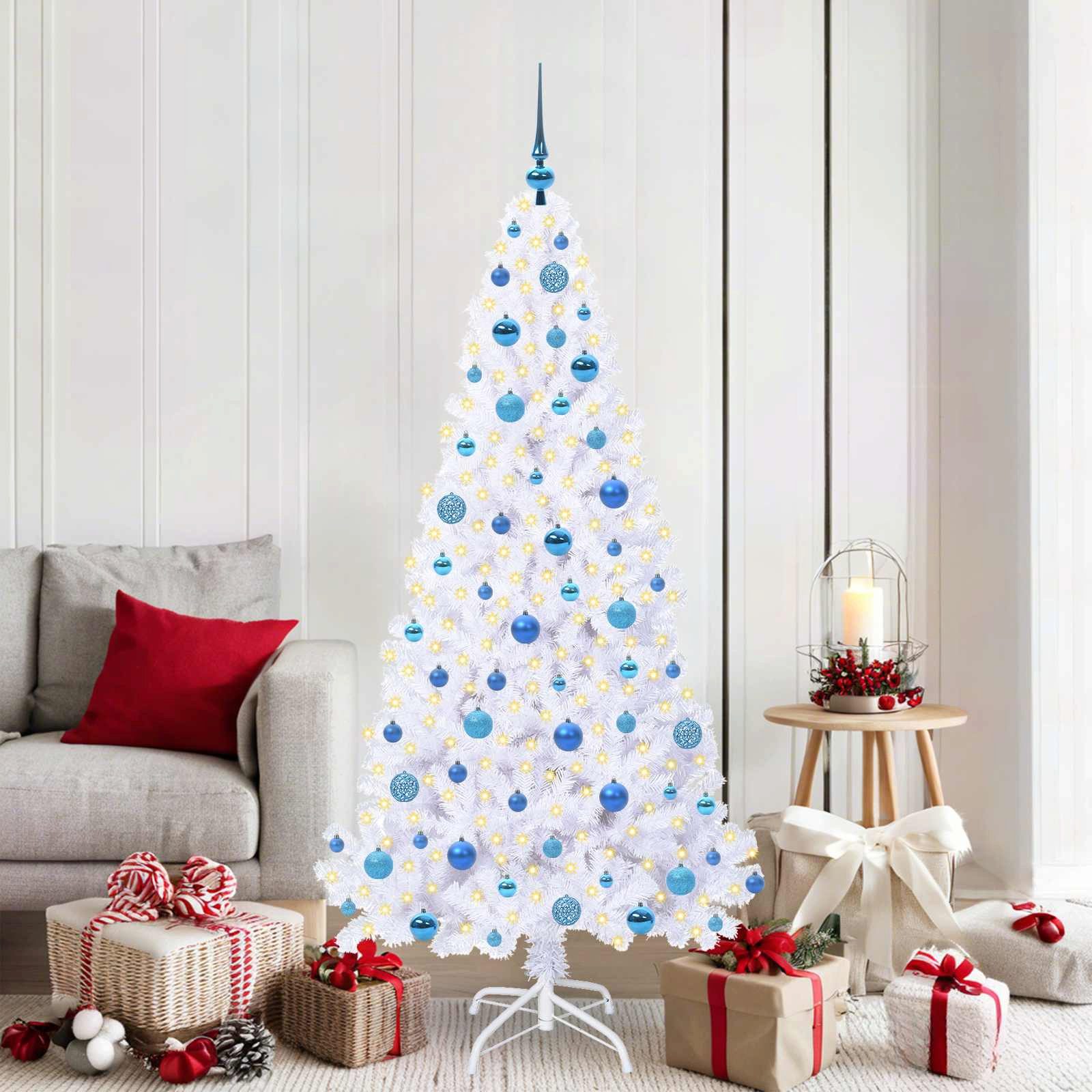 vidaXL Künstlicher Weihnachtsbaum Künstlicher Weihnachtsbaum Weiß 180 cm PVC und Stahl