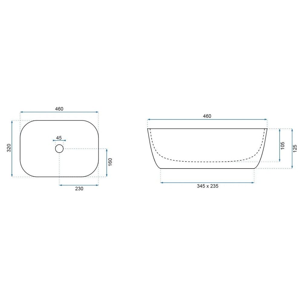 wohnwerk.idee Aufsatzwaschbecken Waschbecken Marmor Optik 46x32cm Belinda – Bild 5 von 5