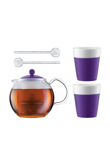 Bodum Teebereiter Assam, Set, 1 Liter Teebereiter mit Kunststofffilter, 2 Teegläser