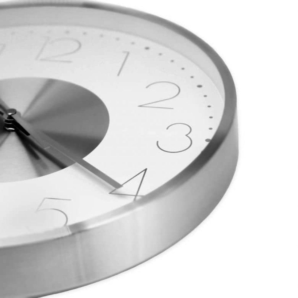 K&L Wall Aluminium Silber-Weiß silber Langlebige Art Moderne Loft Uhr Edelstahl- Tick-Geräusche, (keine Metalluhr Wanduhr Optik)