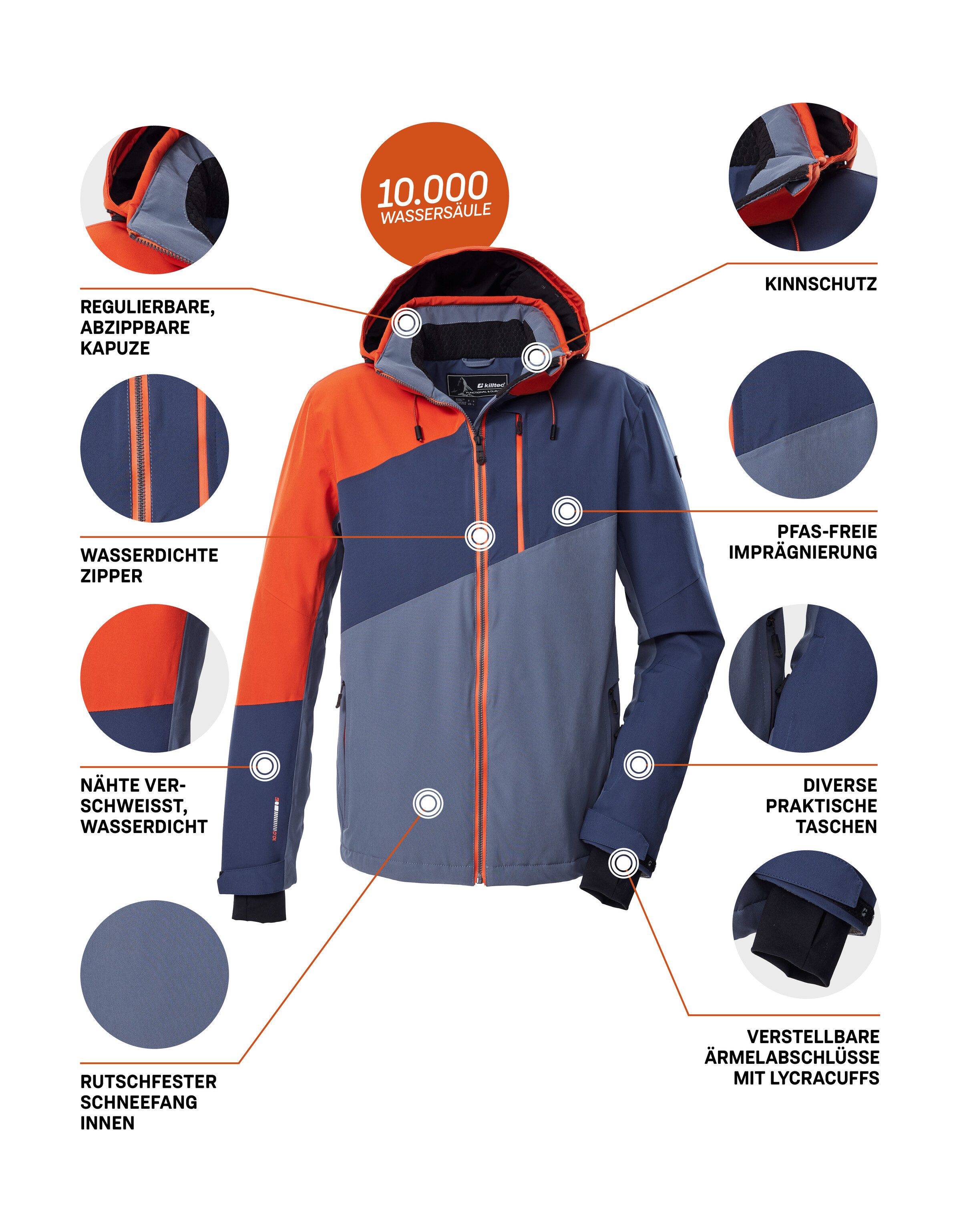 Killtec Skijacke KSW 32 MN SKI JCKT Wasserdichte, atmungsaktive Skijacke mit abnehmbarer Kapuze – Bild 5 von 5