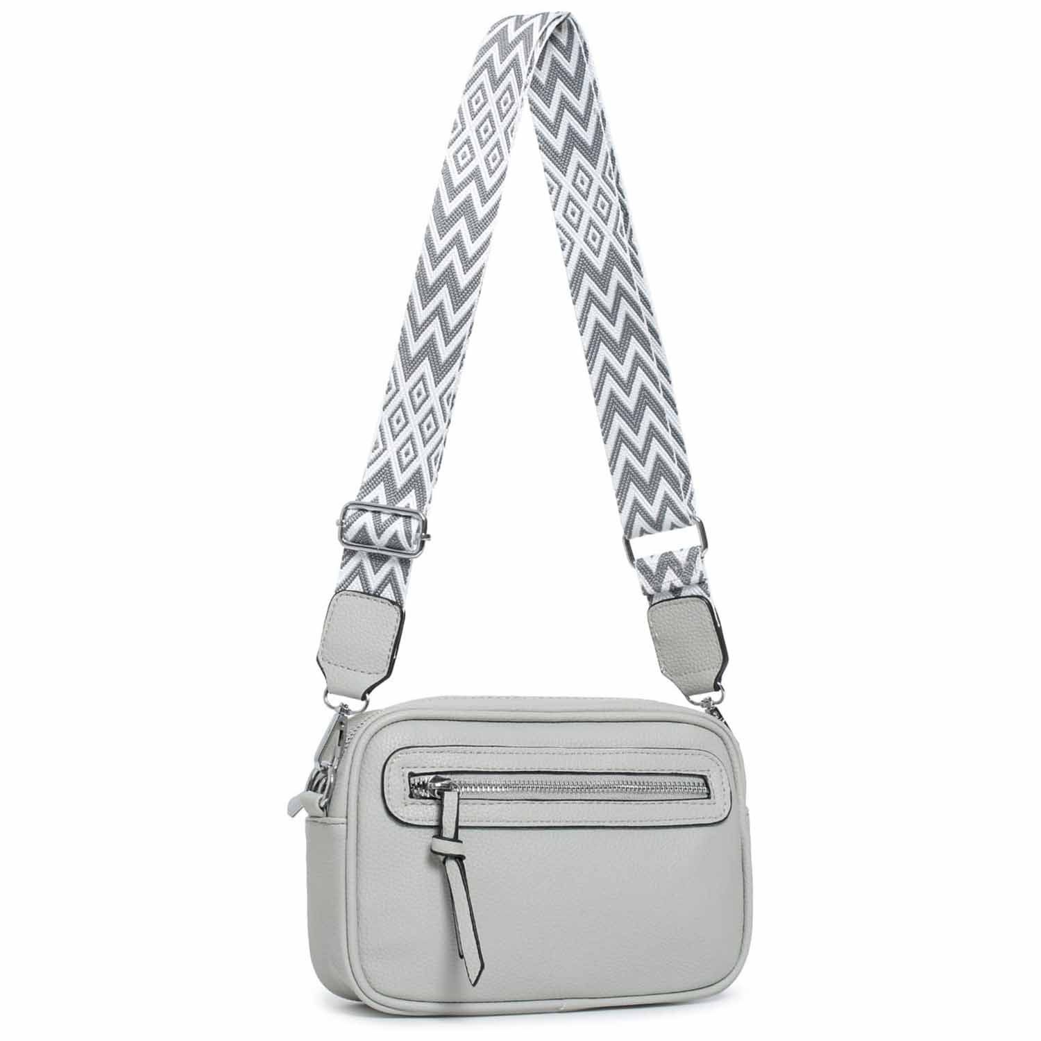 ITALYSHOP24 Schultertasche Damen Umhängetasche CrossBody Brusttasche Crossover Handtasche Reise (Tasche mit einem breitem Muster Stoffgurt/Umhängeband), Bodybag Cross Bag Schmucktasche Gürteltasche Muster Сумкиgurt Clutch