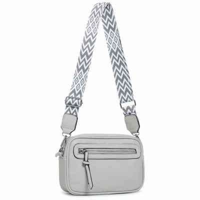 ITALYSHOP24 Schultertasche Damen Umhängetasche CrossBody Brusttasche Crossover Handtasche Reise (Tasche mit einem breitem Muster Stoffgurt/Umhängeband), Bodybag Cross Bag Schmucktasche Gürteltasche Muster Taschengurt Clutch