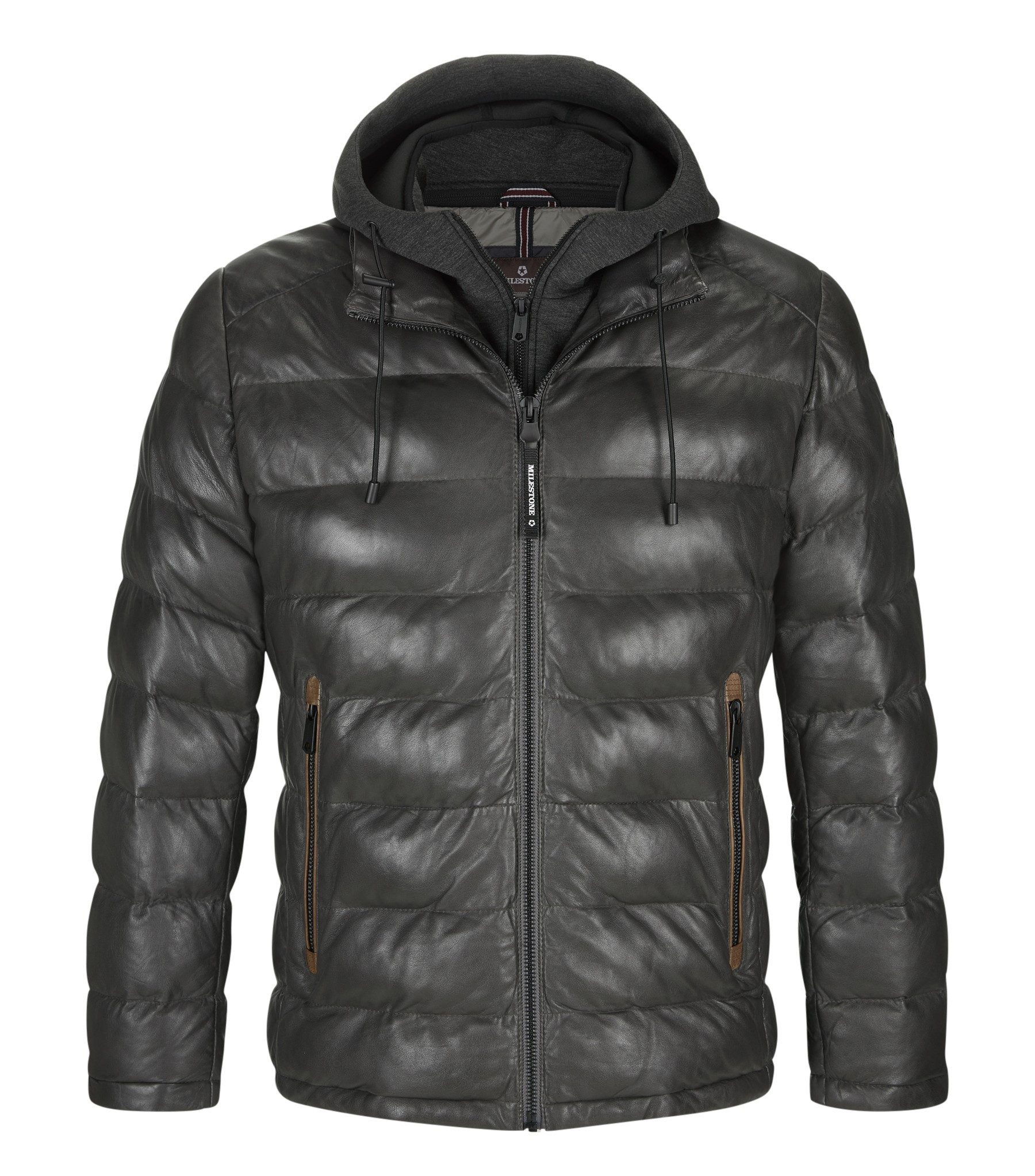 Milestone Lederjacke MSCallisto Stehkragen mit abnehmbarem Jersey-Kapuzenei günstig online kaufen