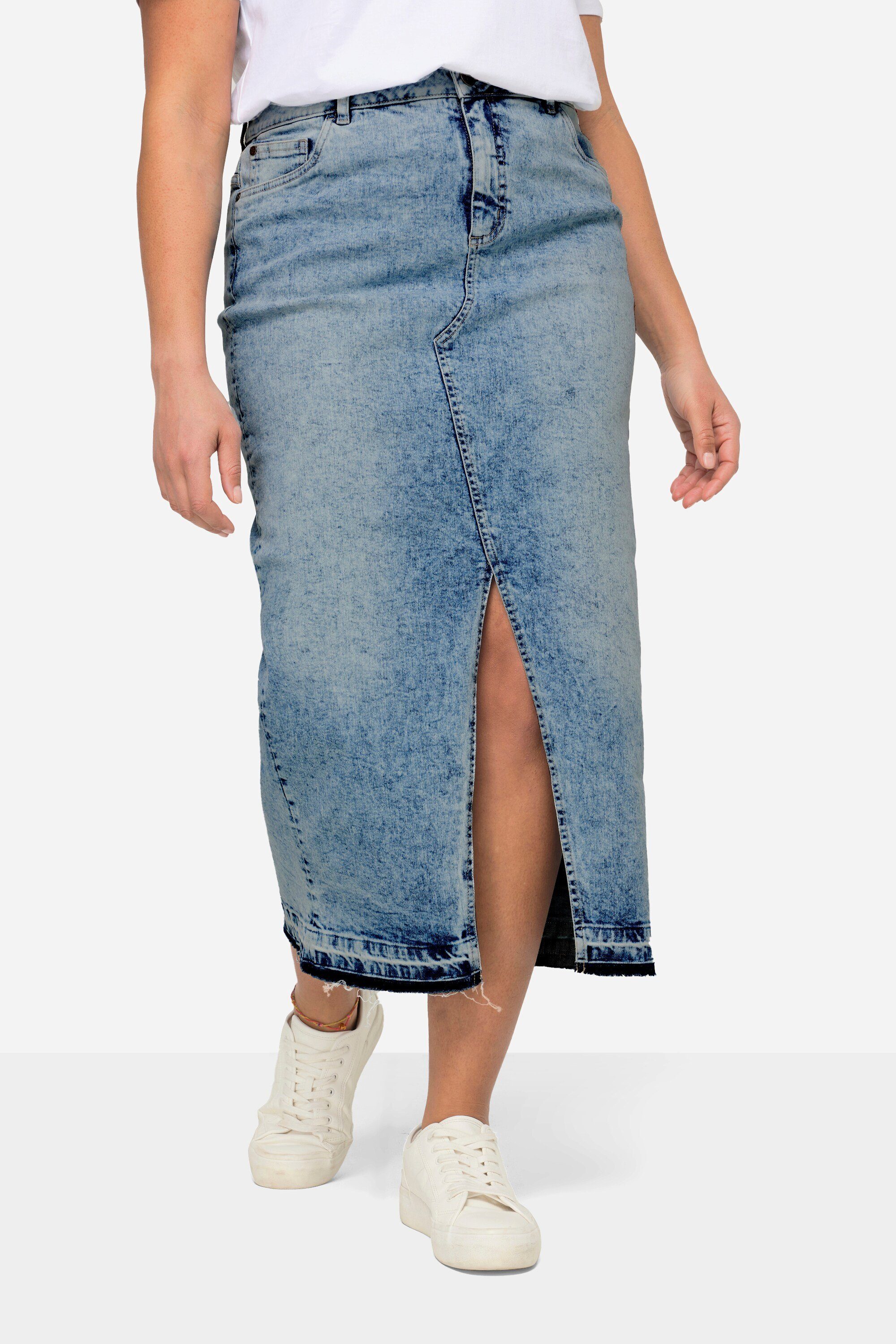 Angel of Style Jeansrock Maxi-Jeansrock Straight Fit 5-Pocket Schlitz vorne