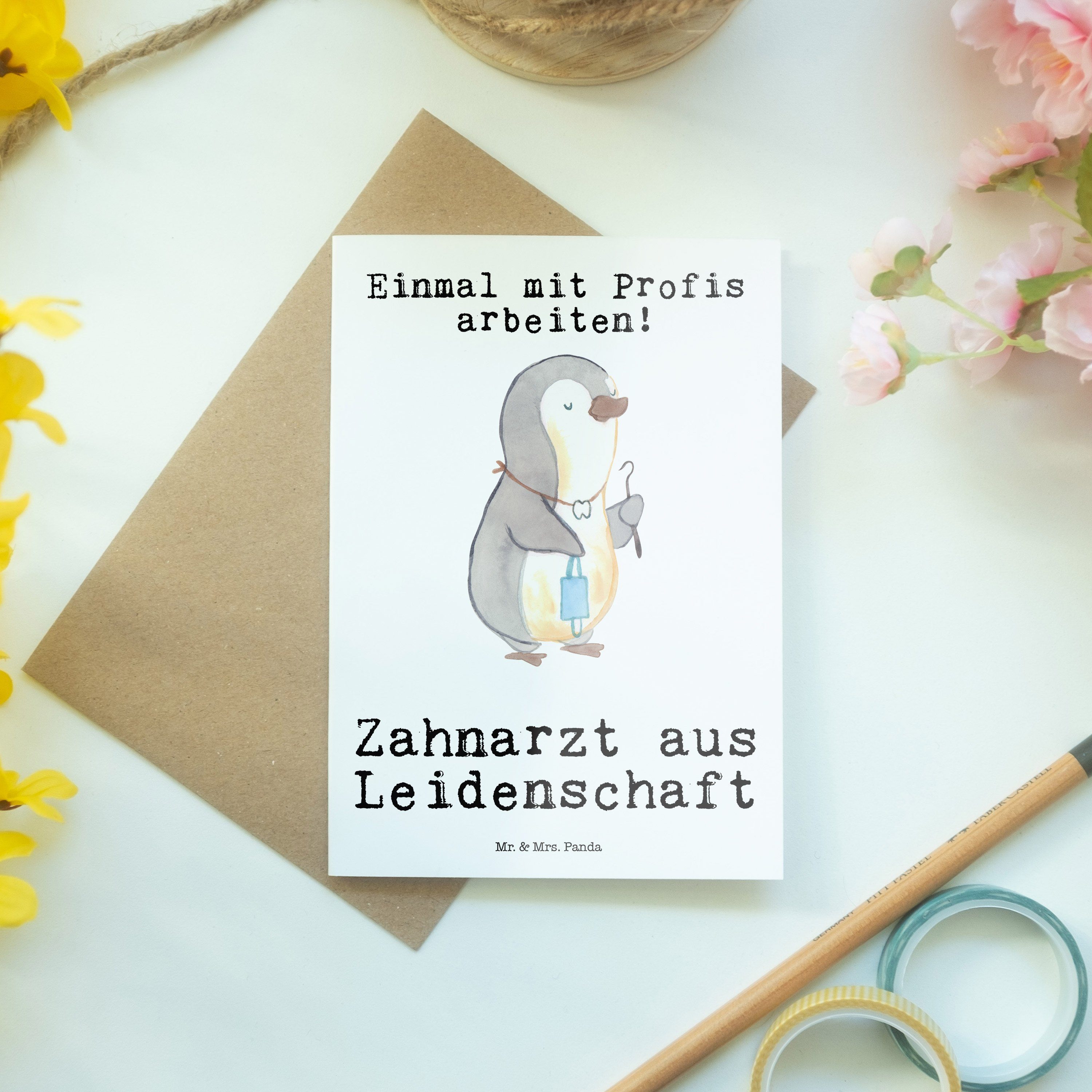 Leidenschaft Glückwunsc Geschenk, Panda Zahnarzt - Mr. & Mrs. Rente, Grußkarte Danke, aus Weiß -