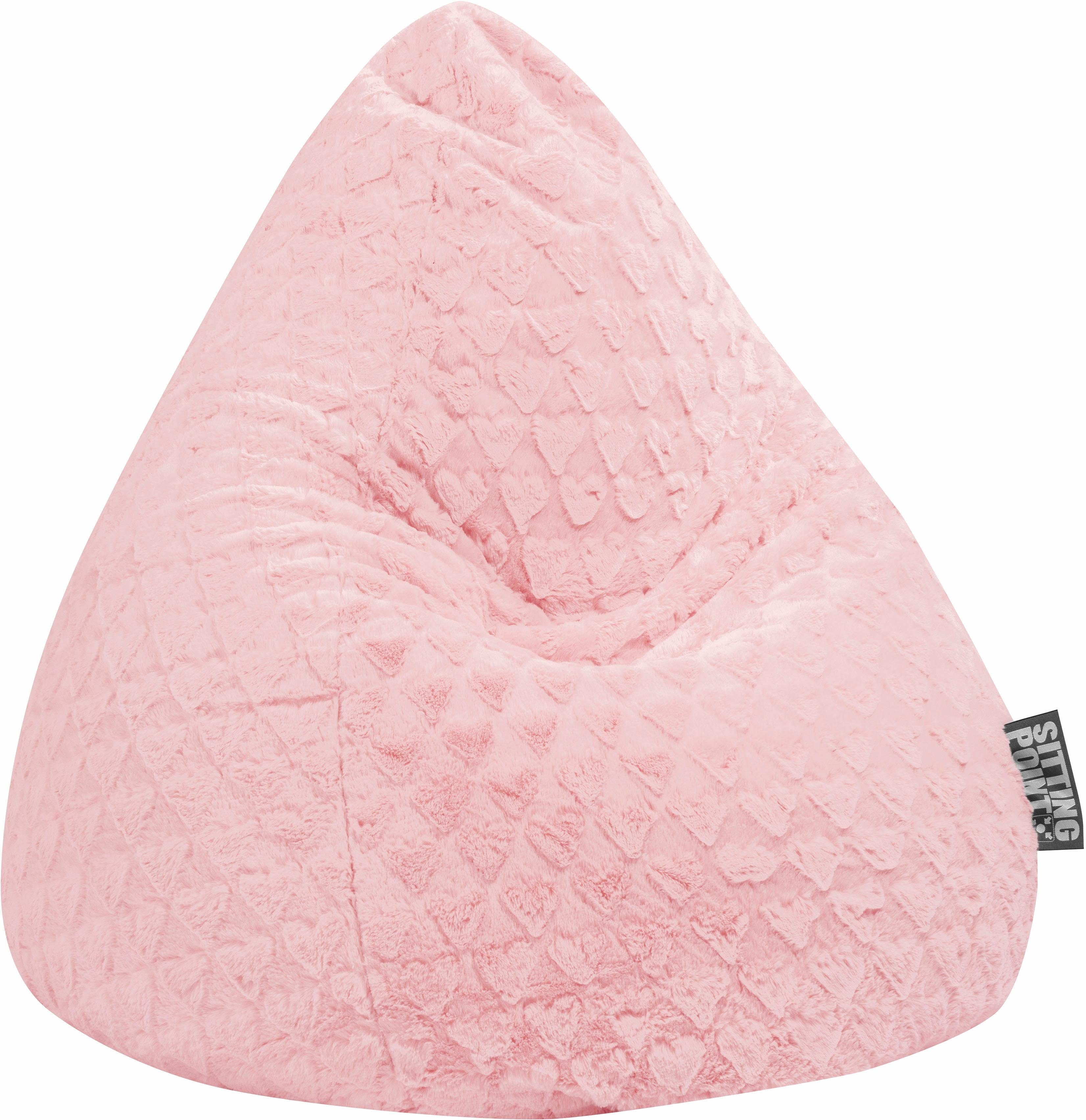 Sitting Point Sitzsack Sitzsack FLUFFY mit rose Herzoptik HEARTS Plüschsitzsack L