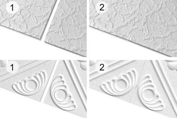 marbet design Wanddekoobjekt GYOR (Deckenplatten aus Styropor EPS - (2 Quadratmeter 50x50cm) Deckenpaneele leicht & robust im modernen Design - Verkleidung Deckenplatten Decke weiß)