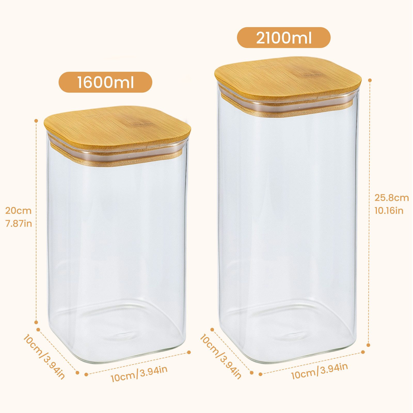 Youyijia Vorratsdose Glas Vorratsdosen mit Deckel Luftdicht, Spaghetti Vorratsglas – Bild 2 von 5