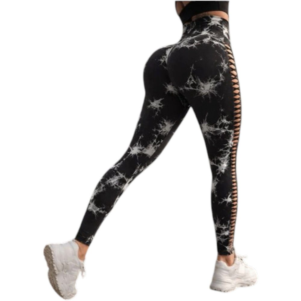 Da Meso Leggings Damen Push Up Leggings Marmoriert High Waist Fitness figurformend