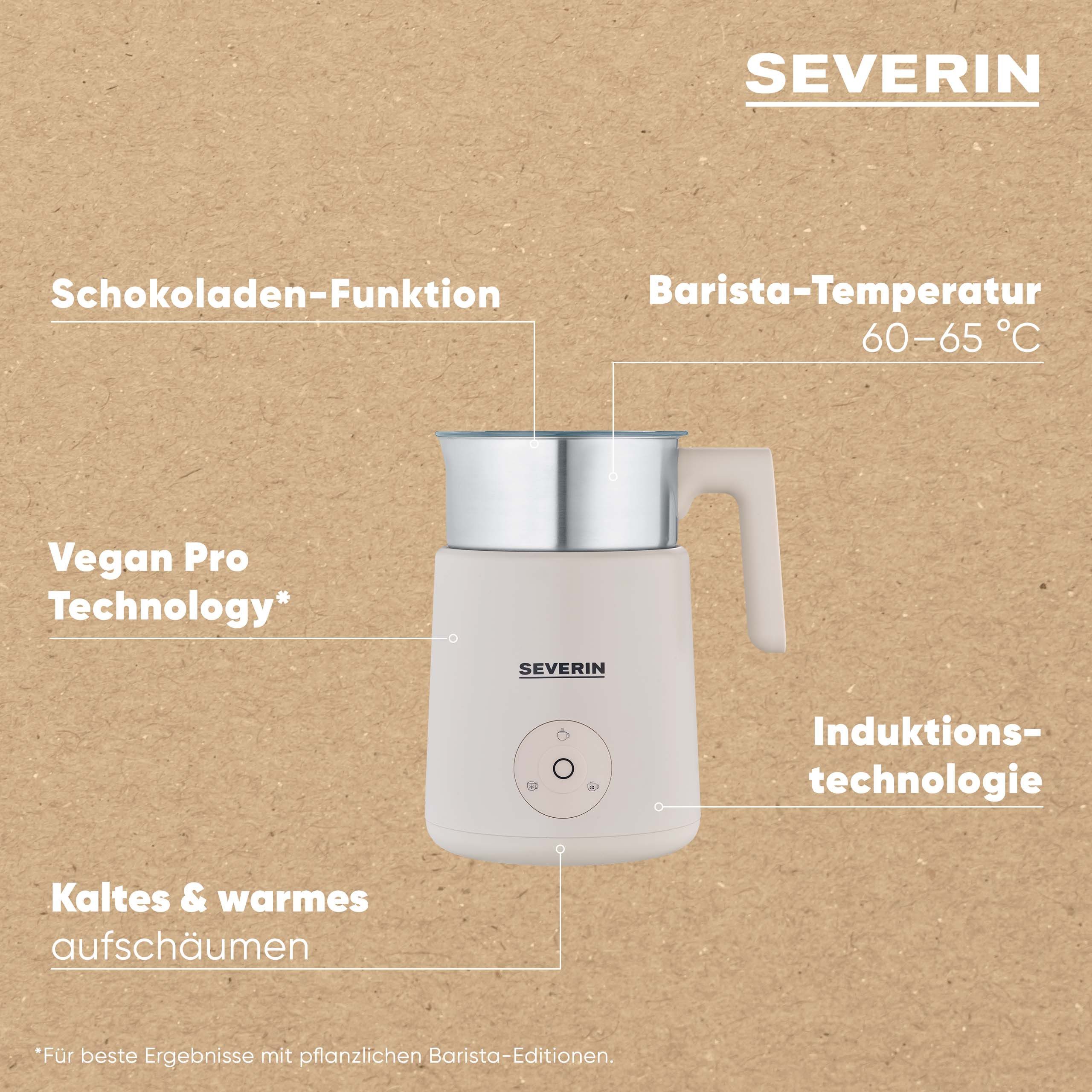 Severin Milchaufschäumer SPUMA LITE SM 3589, 500 W, kaltes & warmes Aufschäumen, Schoko-Funktion, auch für vegane Milch