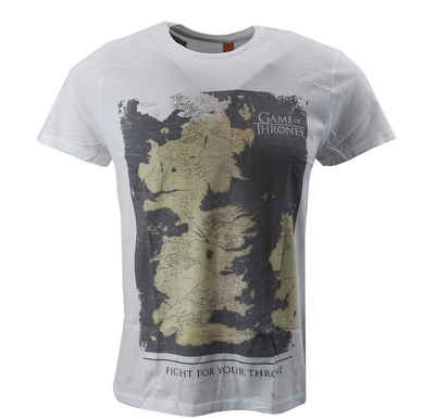 Gozoo T-Shirt Game of Thrones Herren Westeros Map Freizeit TShirt Shirt Men weiß