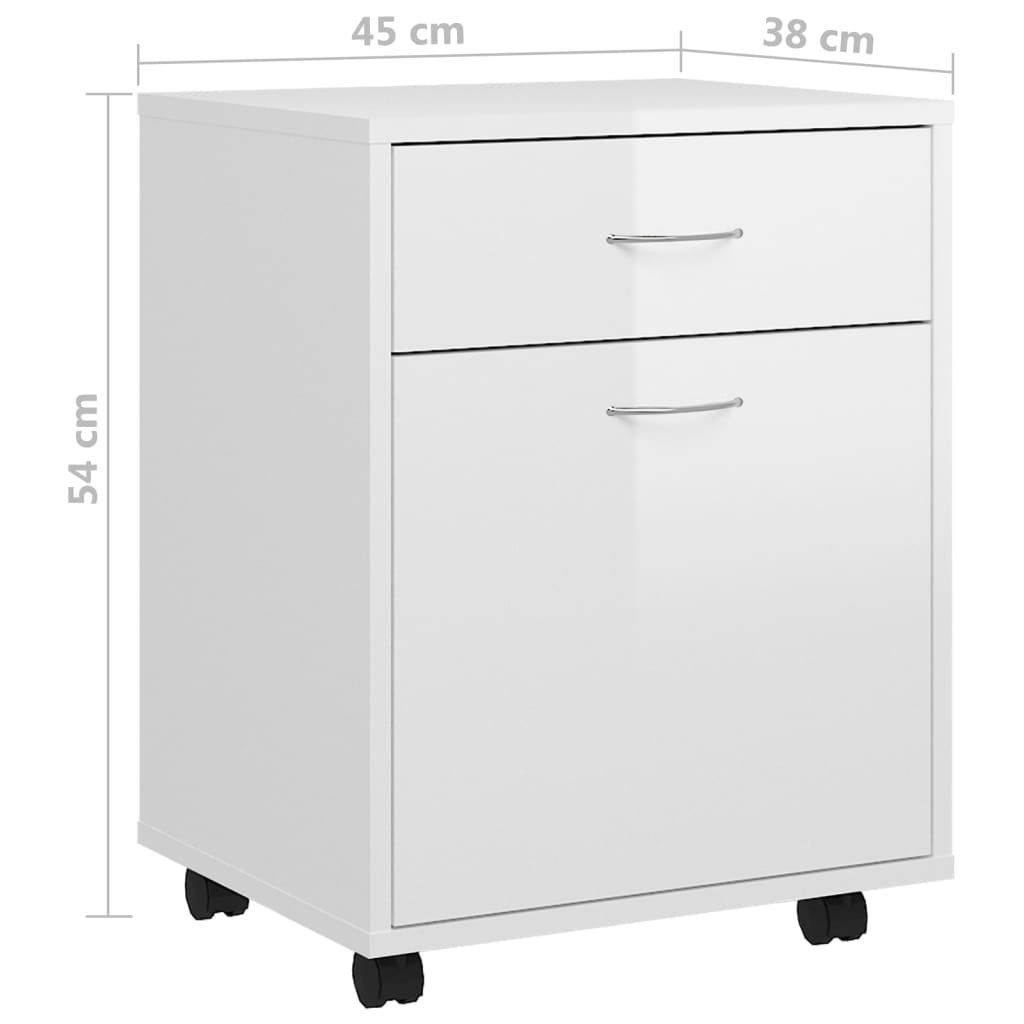 cm 45x38x54 vidaXL Fächerschrank Rollschrank Holzwerkstoff Hochglanz-Weiß (1-St)